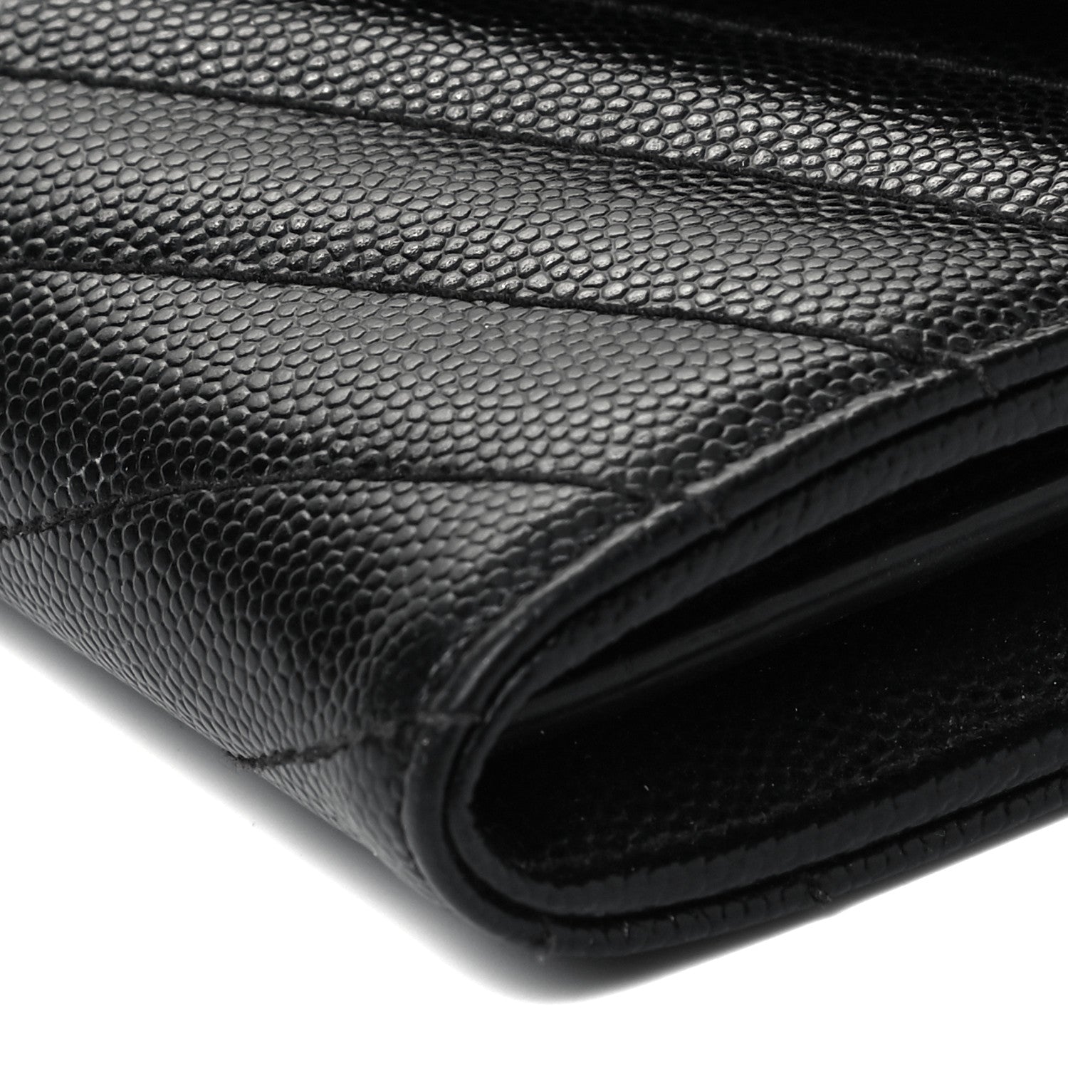 Saint Laurent Grain De Poudre Matelasse Chevron Monogram Flap Wallet Black 8 of 8