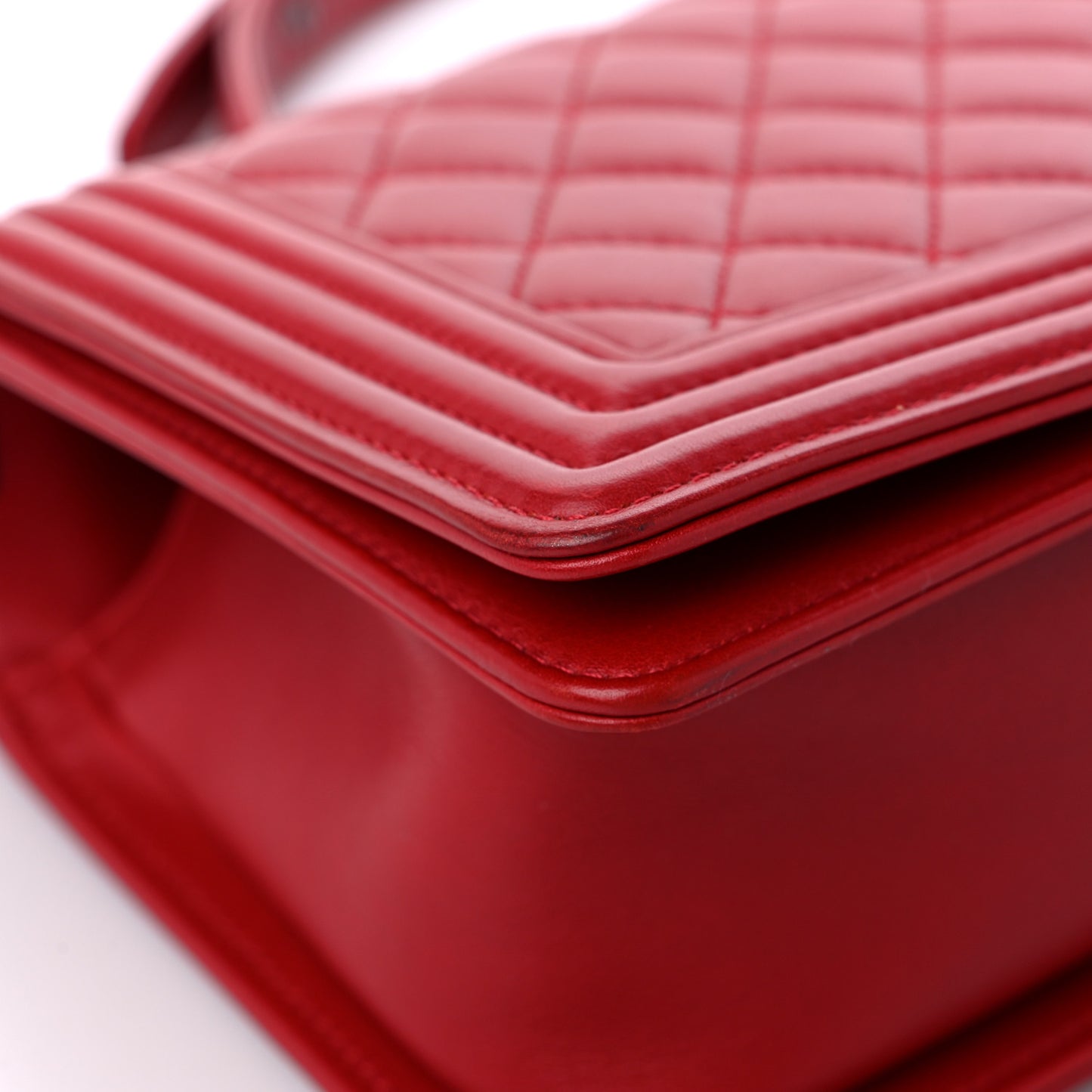 Calfskin Quilted Medium Boy Flap Red