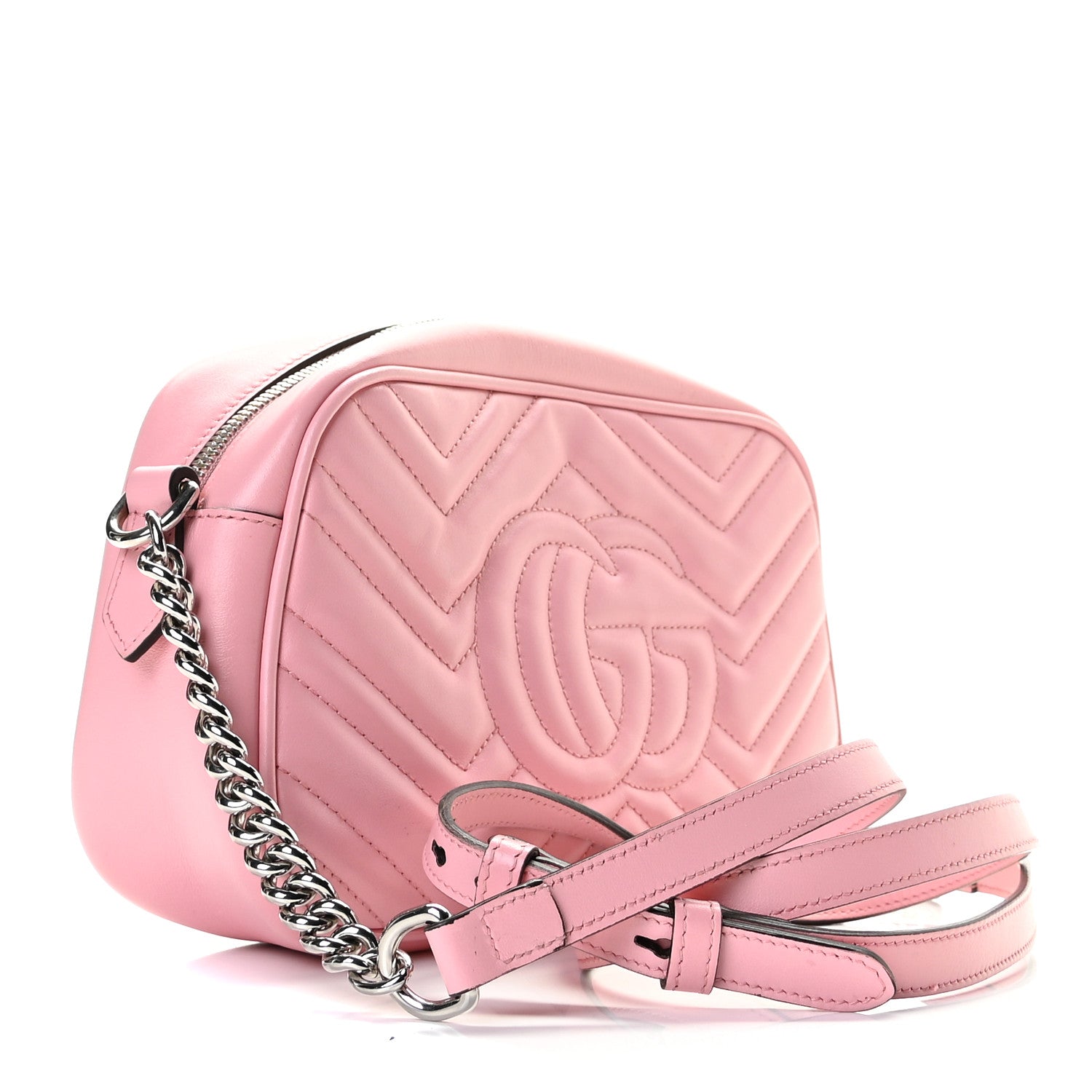 Gucci Calfskin Matelasse Small GG Marmont Chain Shoulder Bag Wild Rose 3 of 13