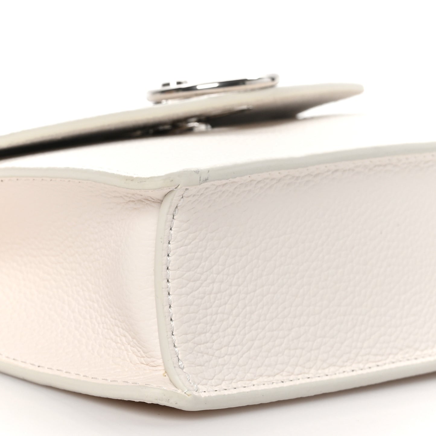 Grained Calfskin Small Amberly Top Handle Crossbody White