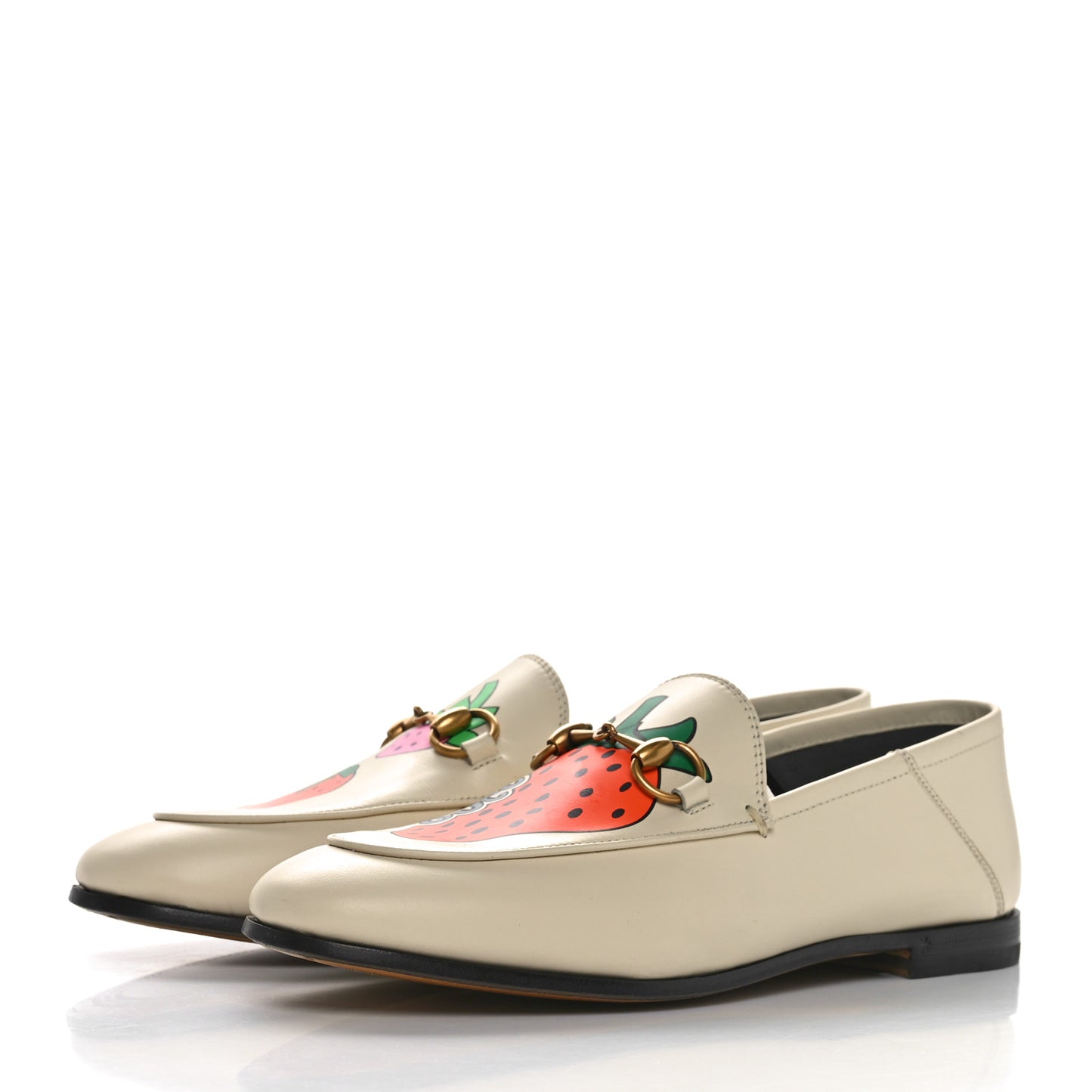 Calfskin Taste Strawberry Womens Brixton Horsebit Loafers 35 Ivory Red