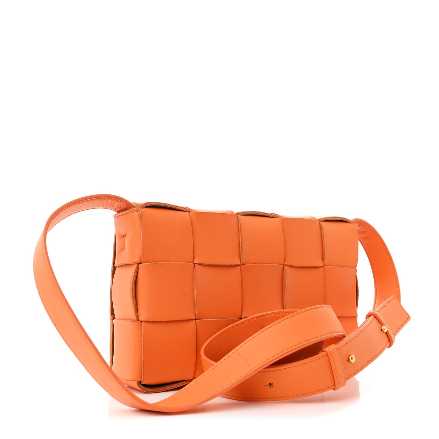 Lambskin Maxi Intrecciato Cassette Crossbody Bag Tangerine