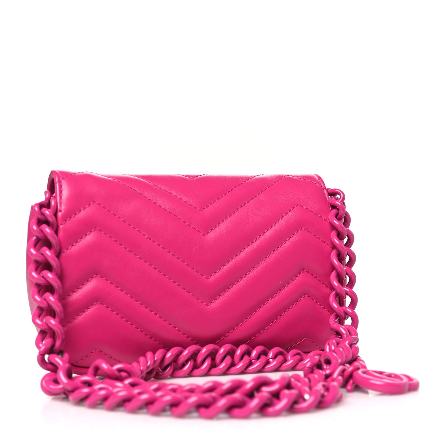 Calfskin Matelasse Monochrome GG Marmont Chain Belt Bag Classic Fuxia