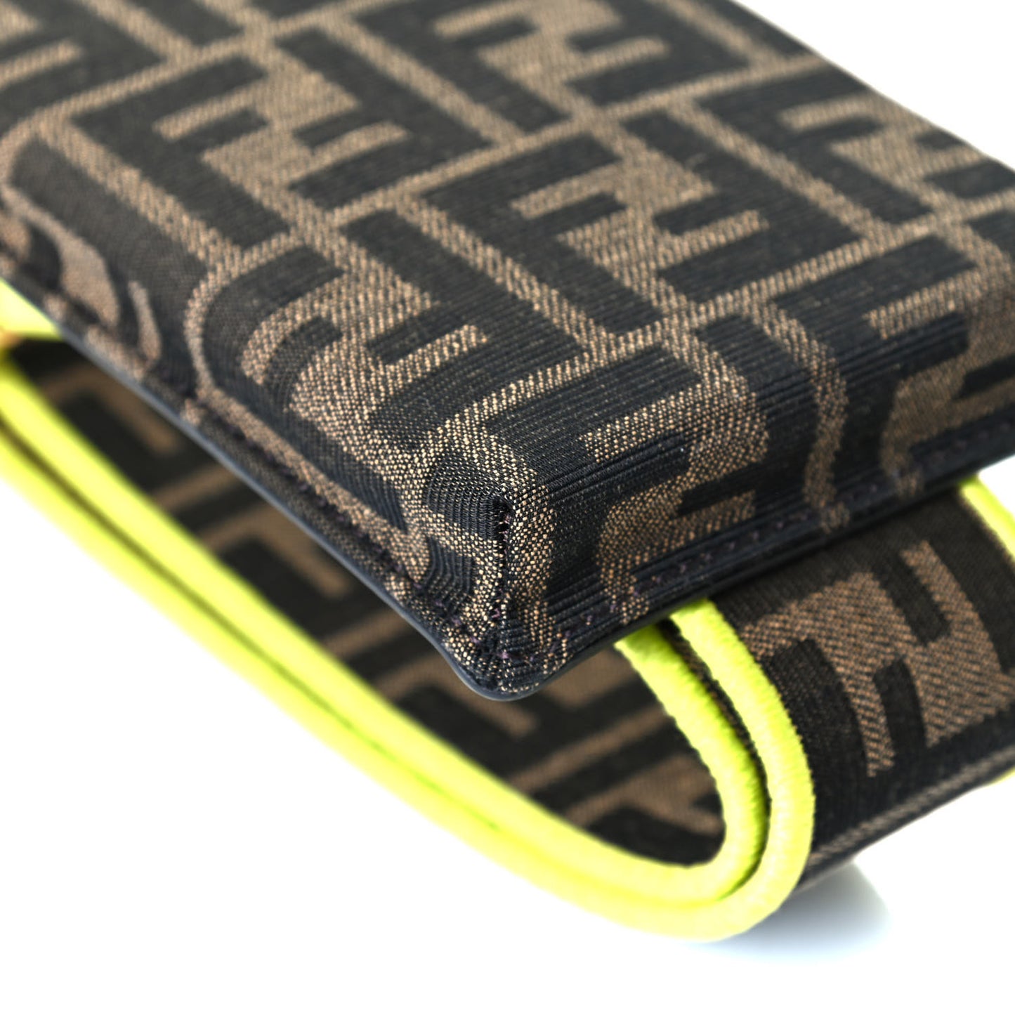 Fabric Jacquard FF 1974 Cell Pocket Strap You Tobacco Moro Giallo Fluo