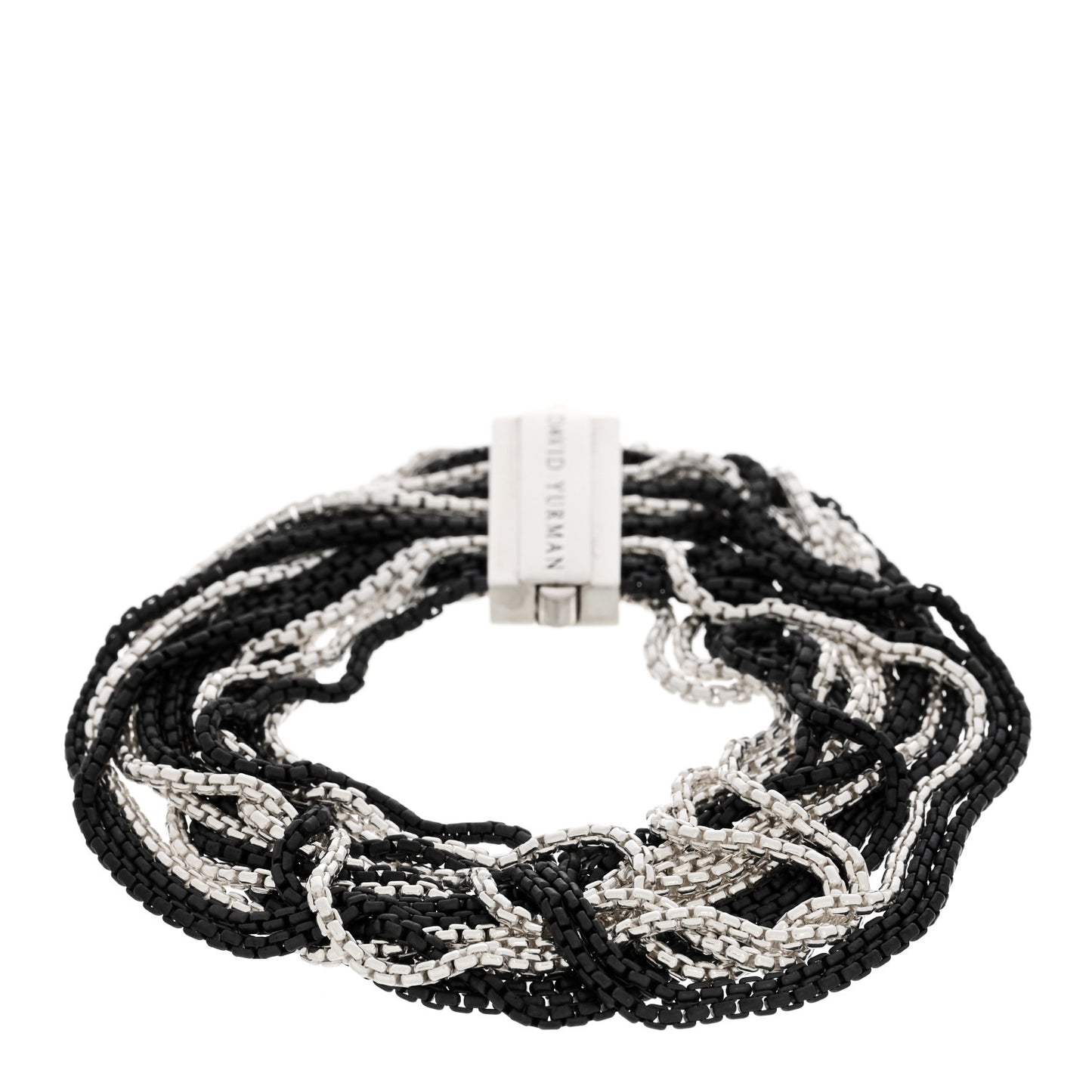 DAVID YURMAN Darkened Sterling Silver 21mm Multi Row Box Chain Bracelet