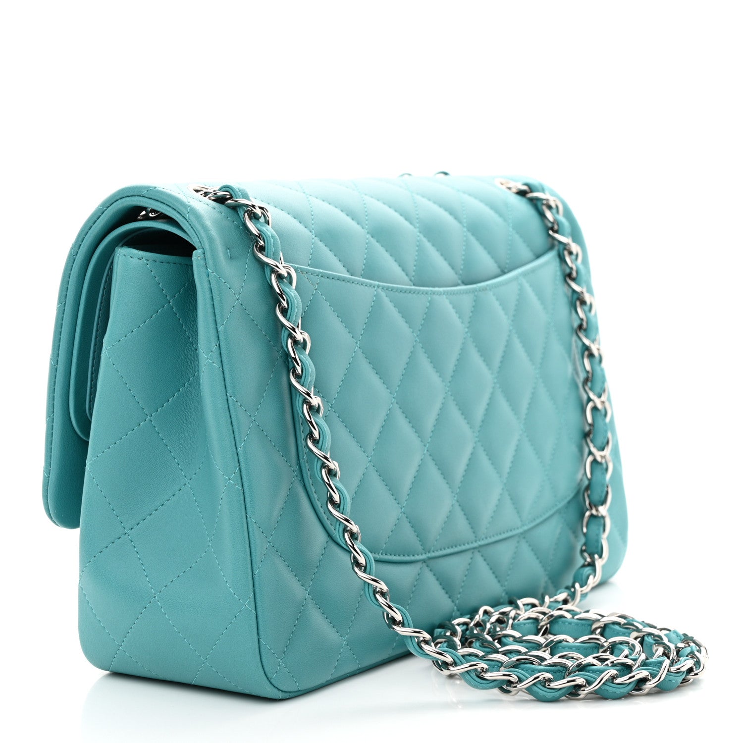 Chanel Lambskin Quilted Jumbo Double Flap Turquoise 3 of 12
