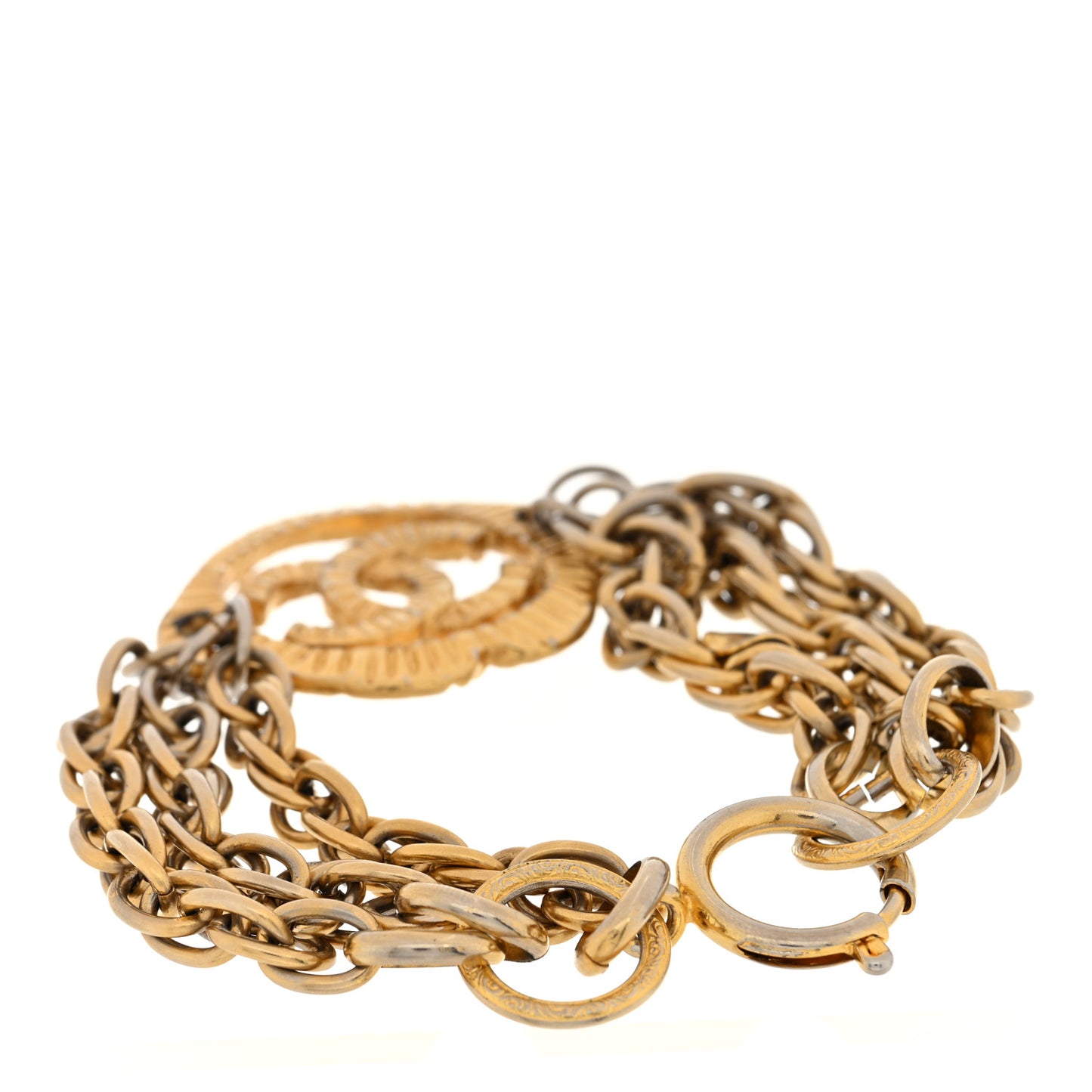 Multistrand Chain CC Bracelet Gold