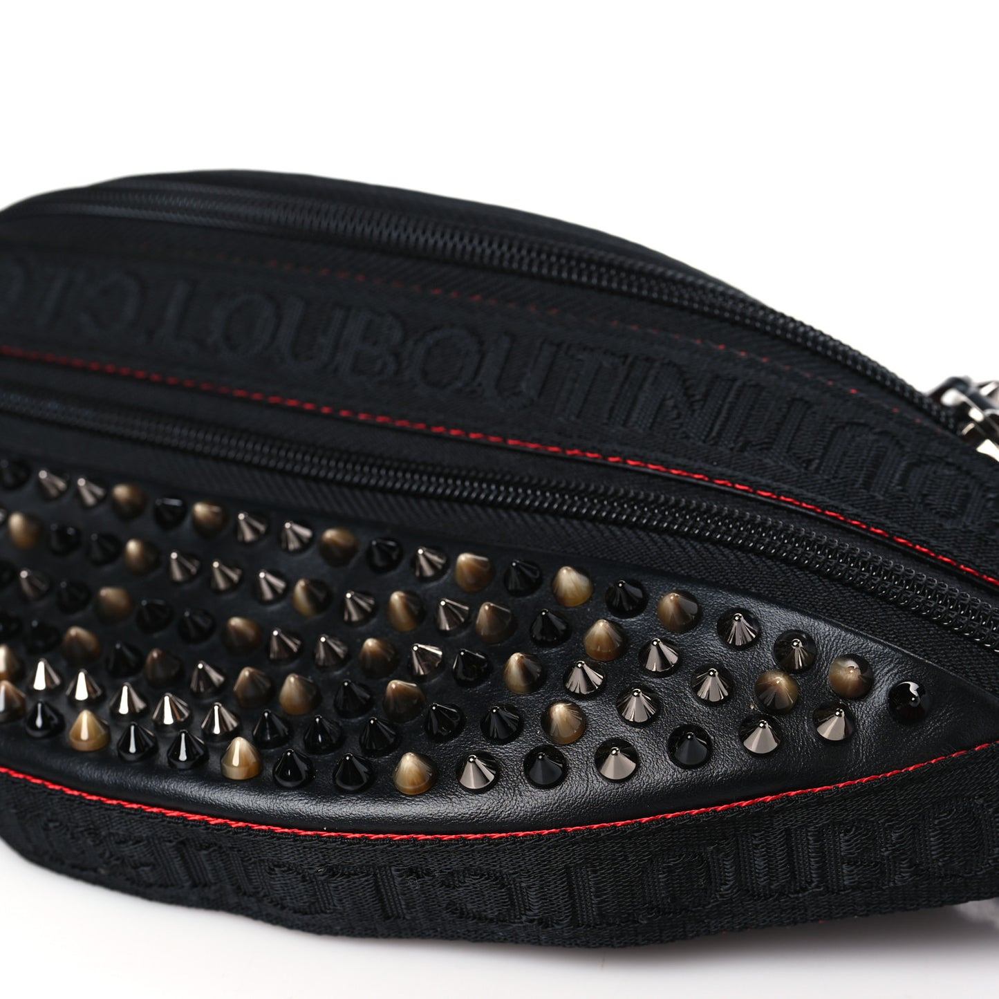 Calfskin Pyramid Embossed Parisnyc Belt Bag Black