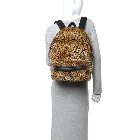 Velvet Printed Leopard Classic Hunting Backpack Brown