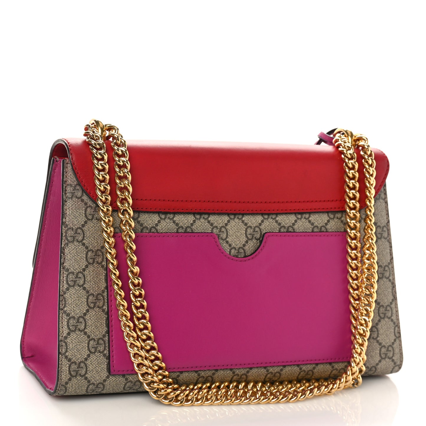 GG Supreme Monogram Calfskin Medium Padlock Shoulder Bag Beige Hibiscus Red New Rosette