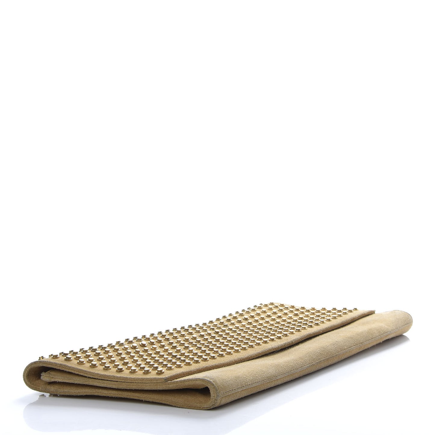 Suede Studded Diagonal Clutch Beige
