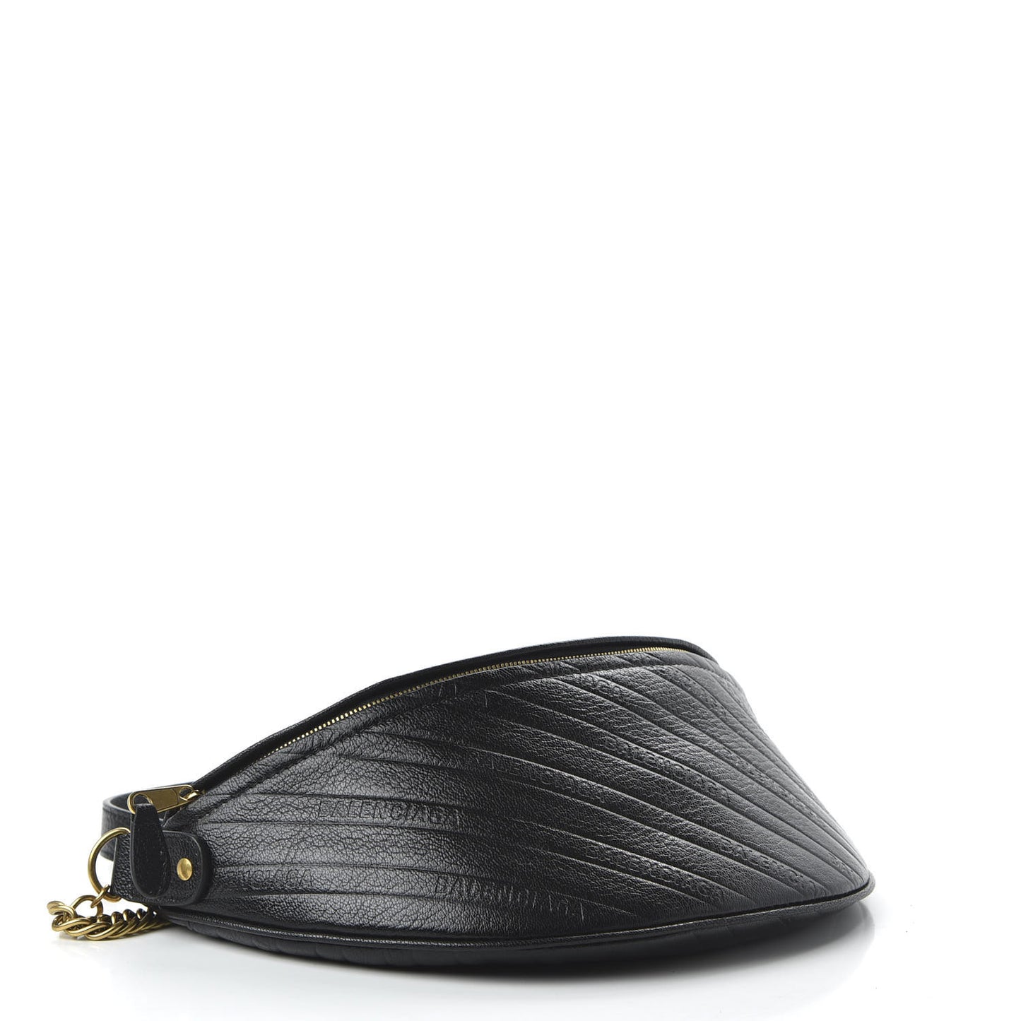 Shiny Goatskin Allover Logo Embossed XS Souvenir Belt Bag Black