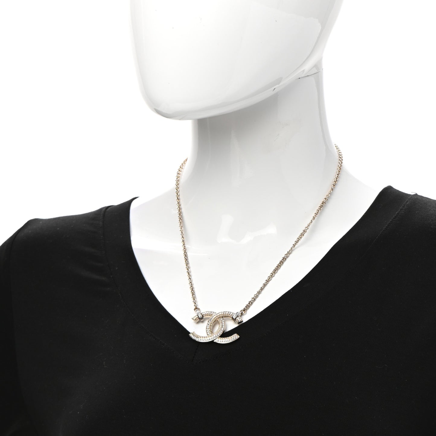 Crystal CC Pendant Necklace Gold