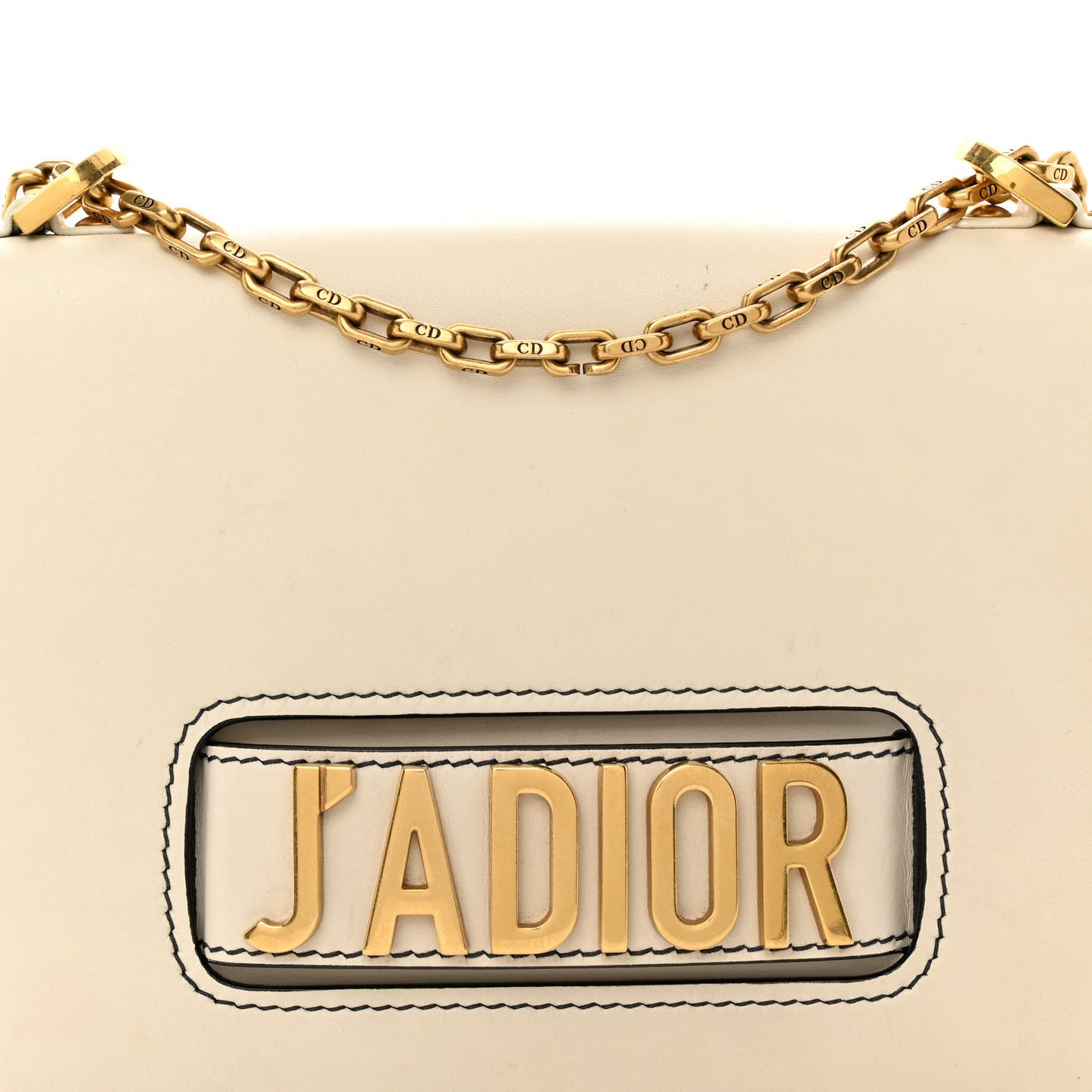 Calfskin J'Adior Chain Flap Bag Off White