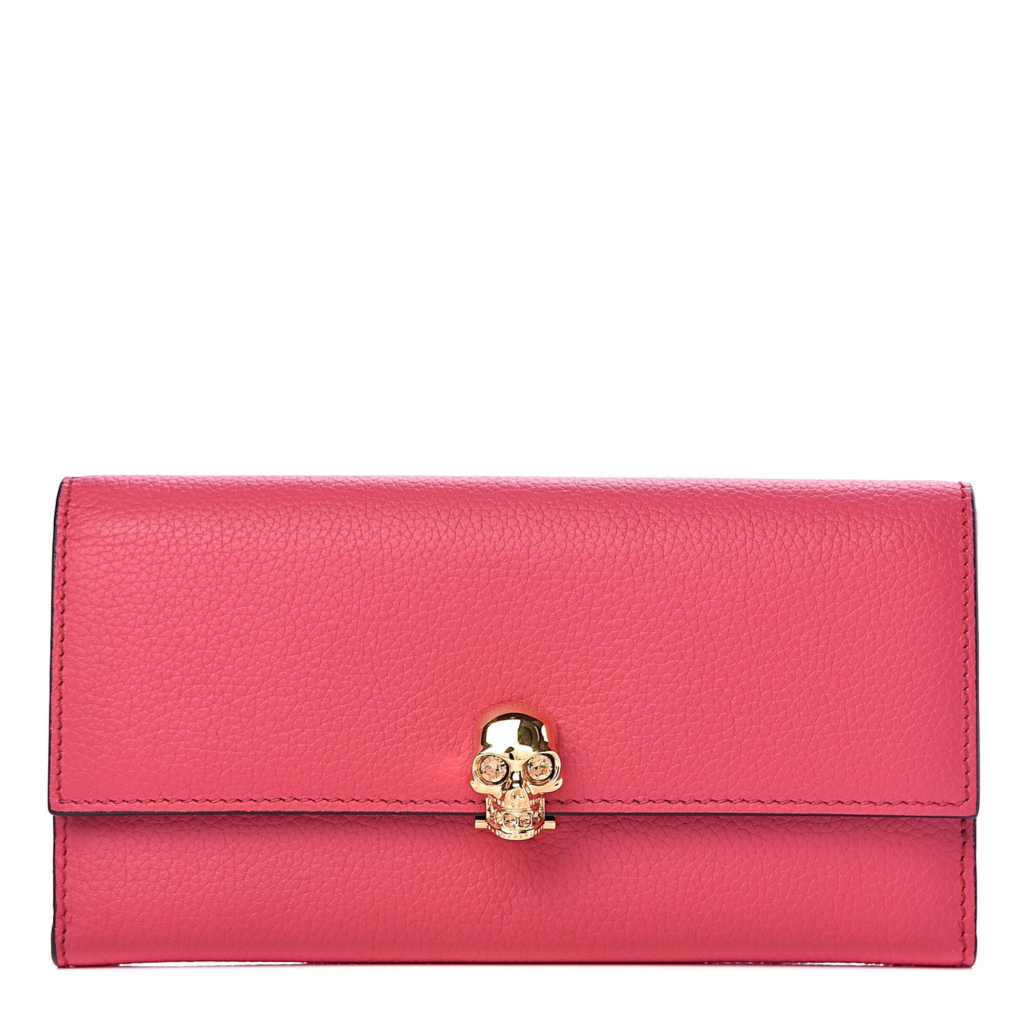 Calfskin Skull Continental Wallet Fuchsia
