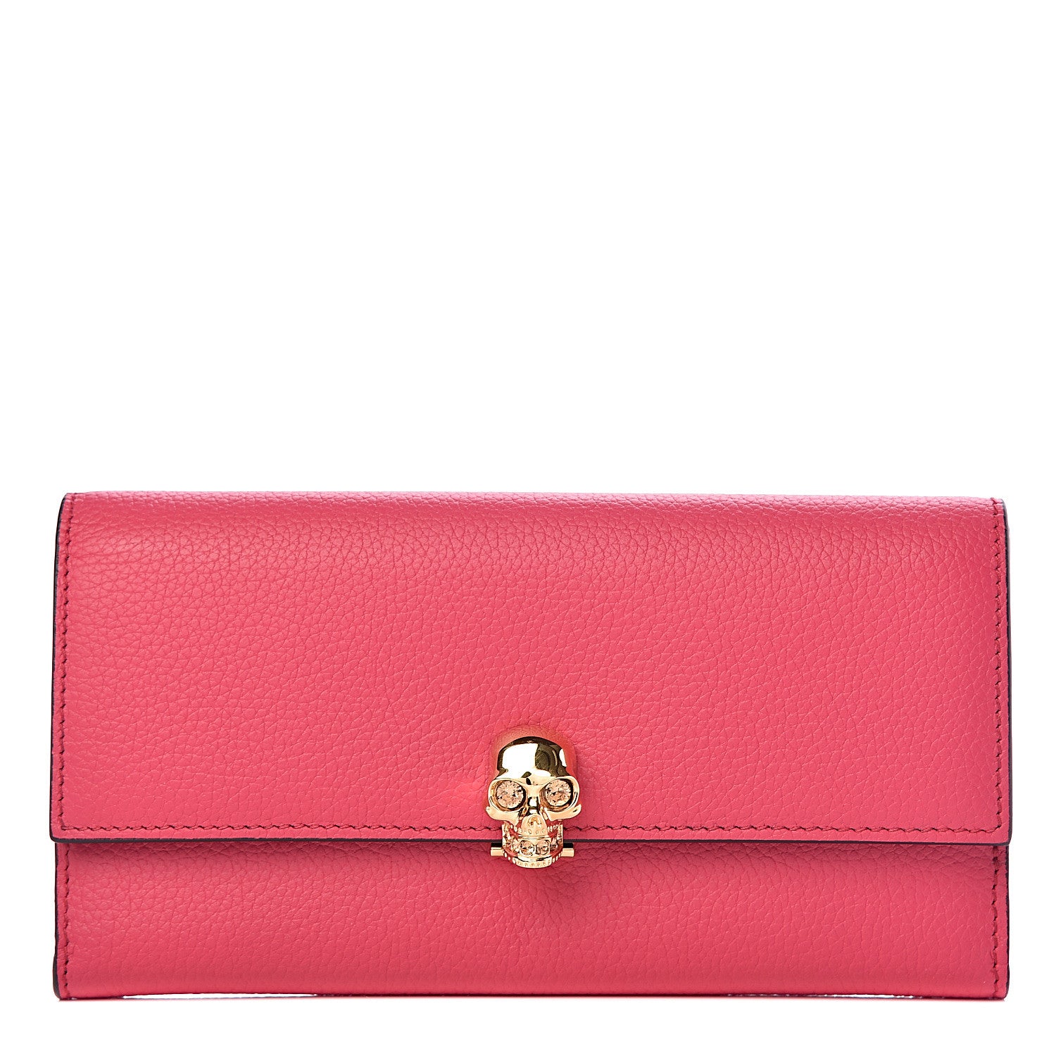 Alexander McQueen Calfskin Skull Continental Wallet Fuchsia 1 of 8