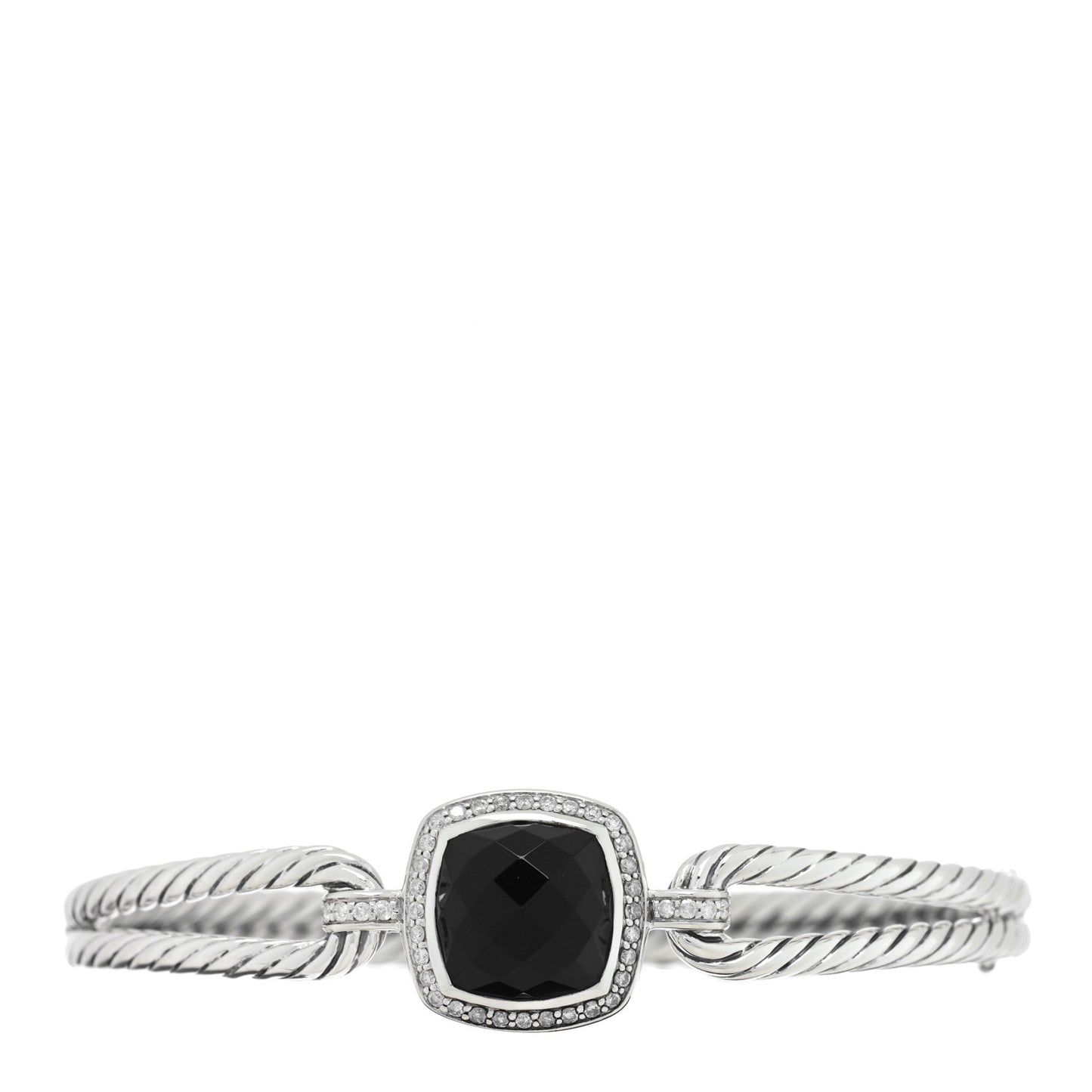 Sterling Silver Diamond Black Onyx Albion Cable Bracelet