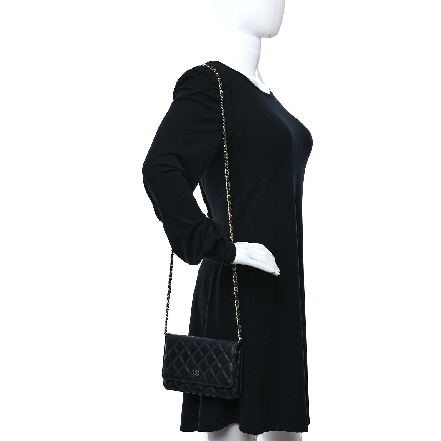 Chanel Lambskin Quilted Wallet On Chain WOC Black 2 of 12