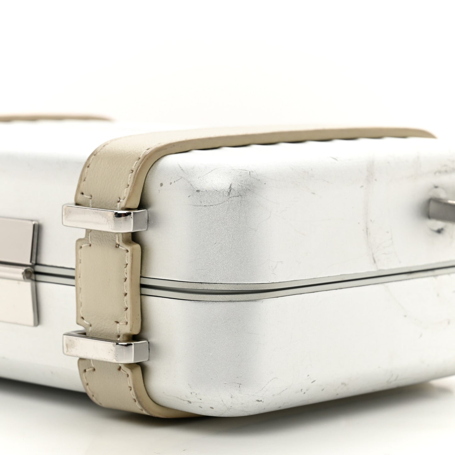 X RIMOWA Aluminum Personal Clutch On Strap Silver