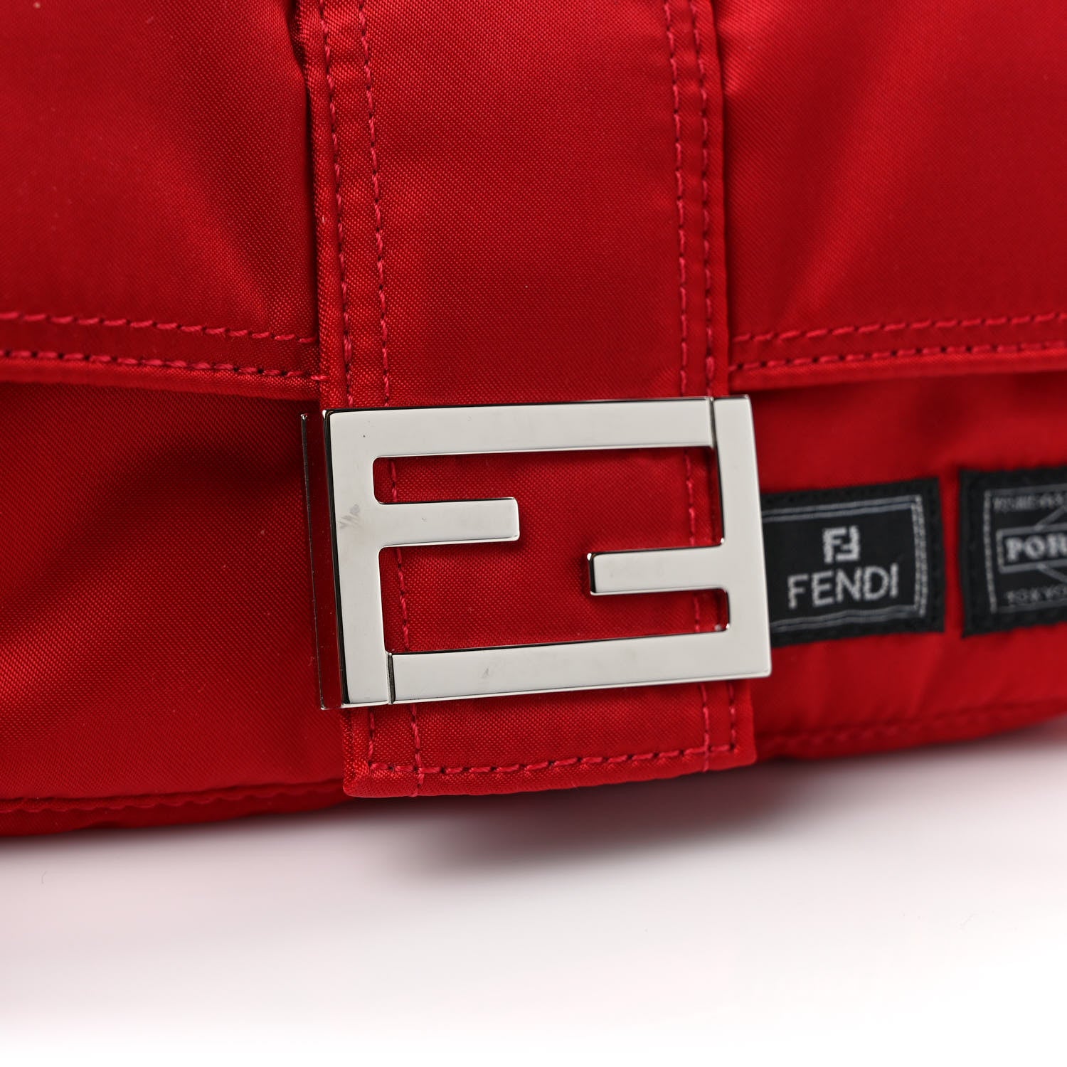 Fendi X PORTER Nylon Cuoio Roma Mini Phone Baguette Belt Bag Cardinale Fuoco 11 of 11