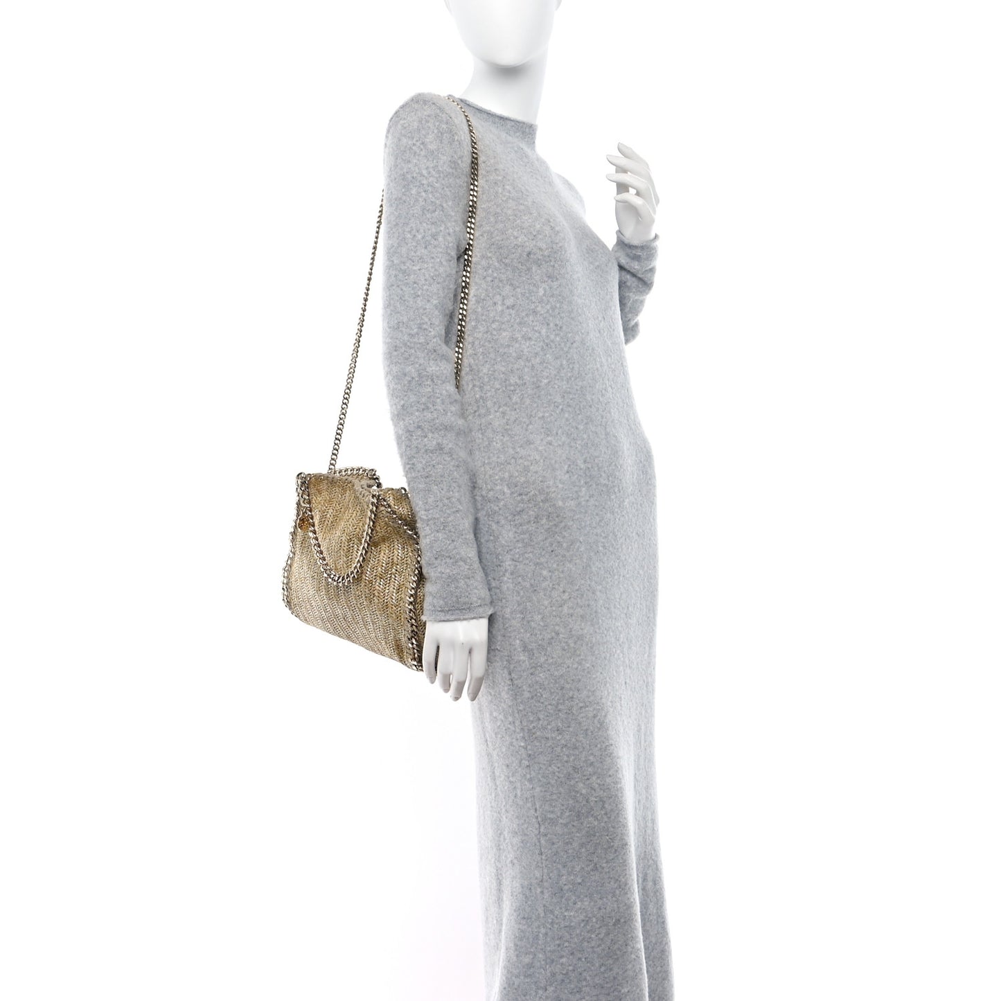 Metallic Raffia Mini Falabella Tote Gold