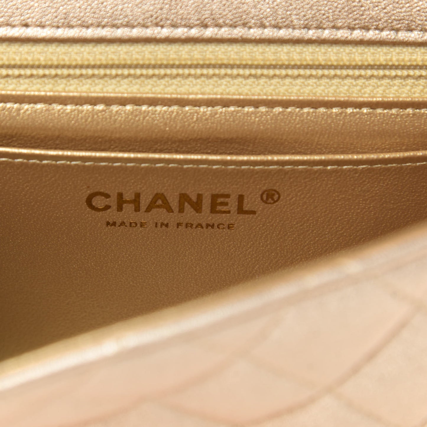Metallic Lambskin Quilted Mini Square Flap Gold