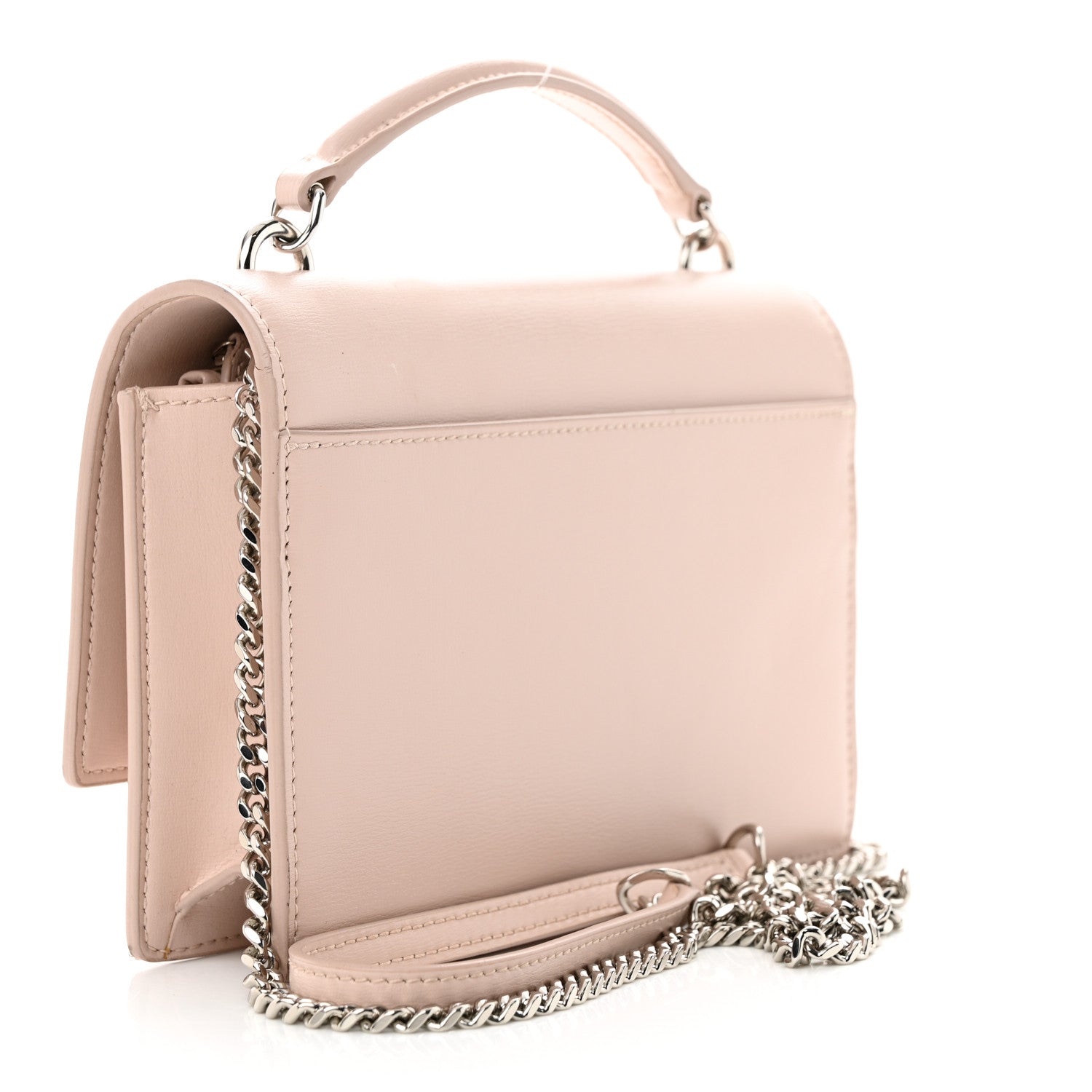 Saint Laurent Calfskin Monogram Sunset Top Handle Chain Wallet Light Pink 3 of 9