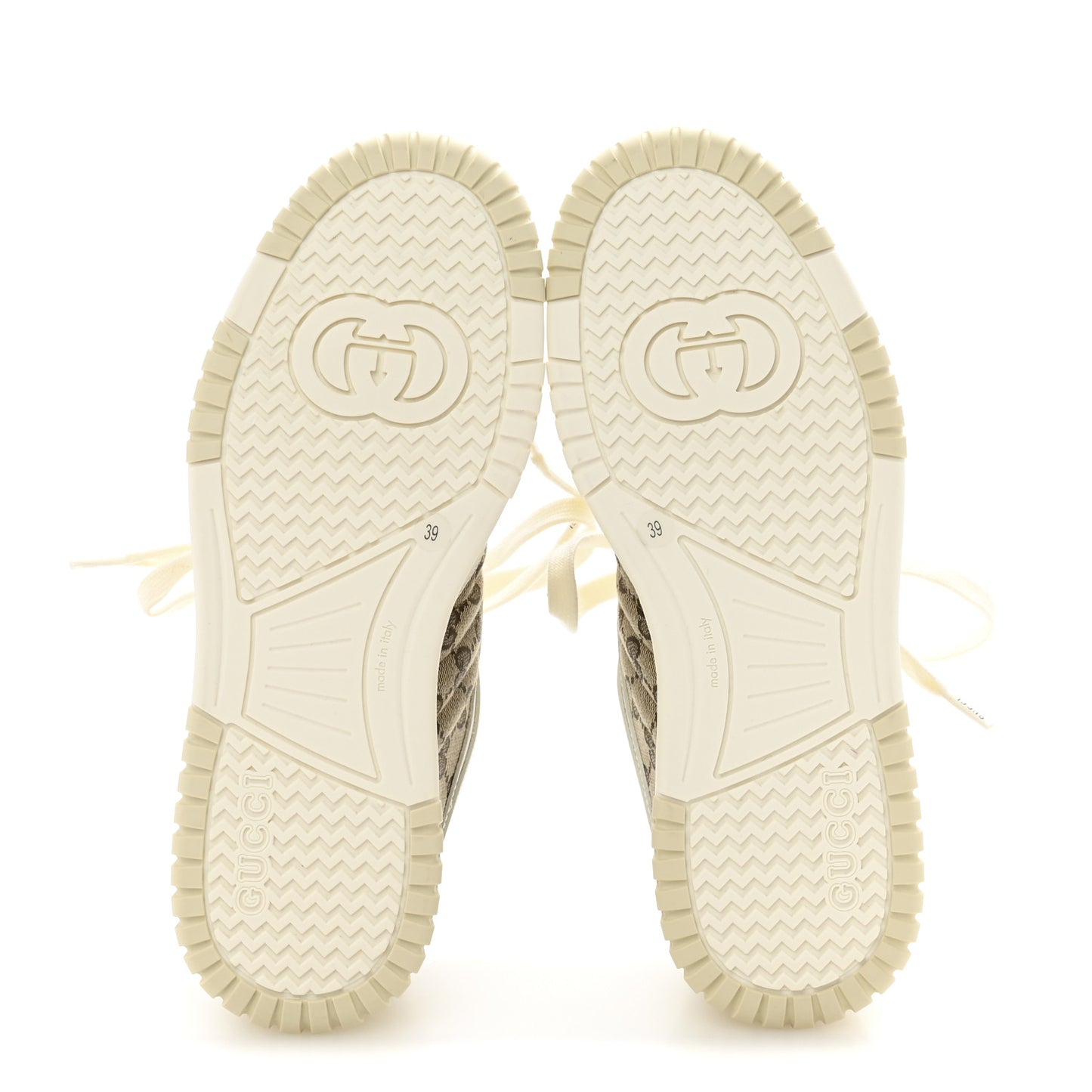 Calfskin GG Monogram Re-Web Womens Sneakers 39 White Beige Ebony