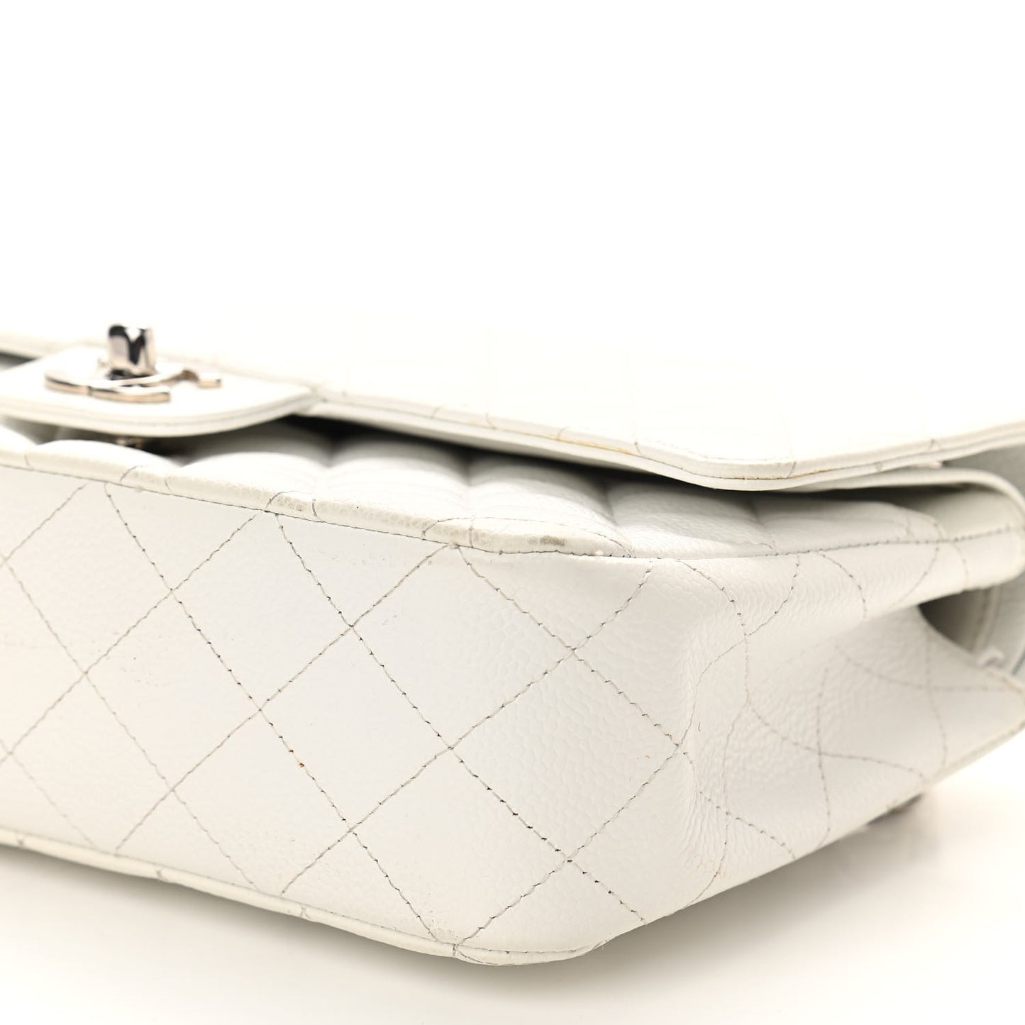 Caviar Quilted Medium Double Flap White
