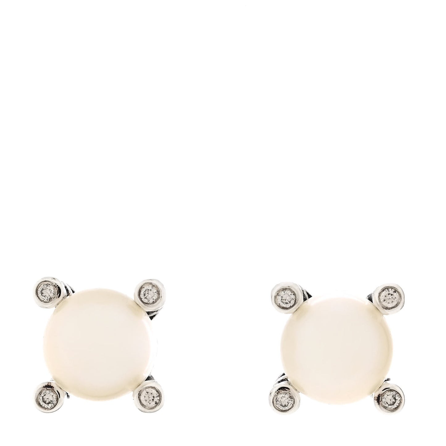 Sterling Silver Diamond Pearl 6-6.5mm Cable Stud Earrings