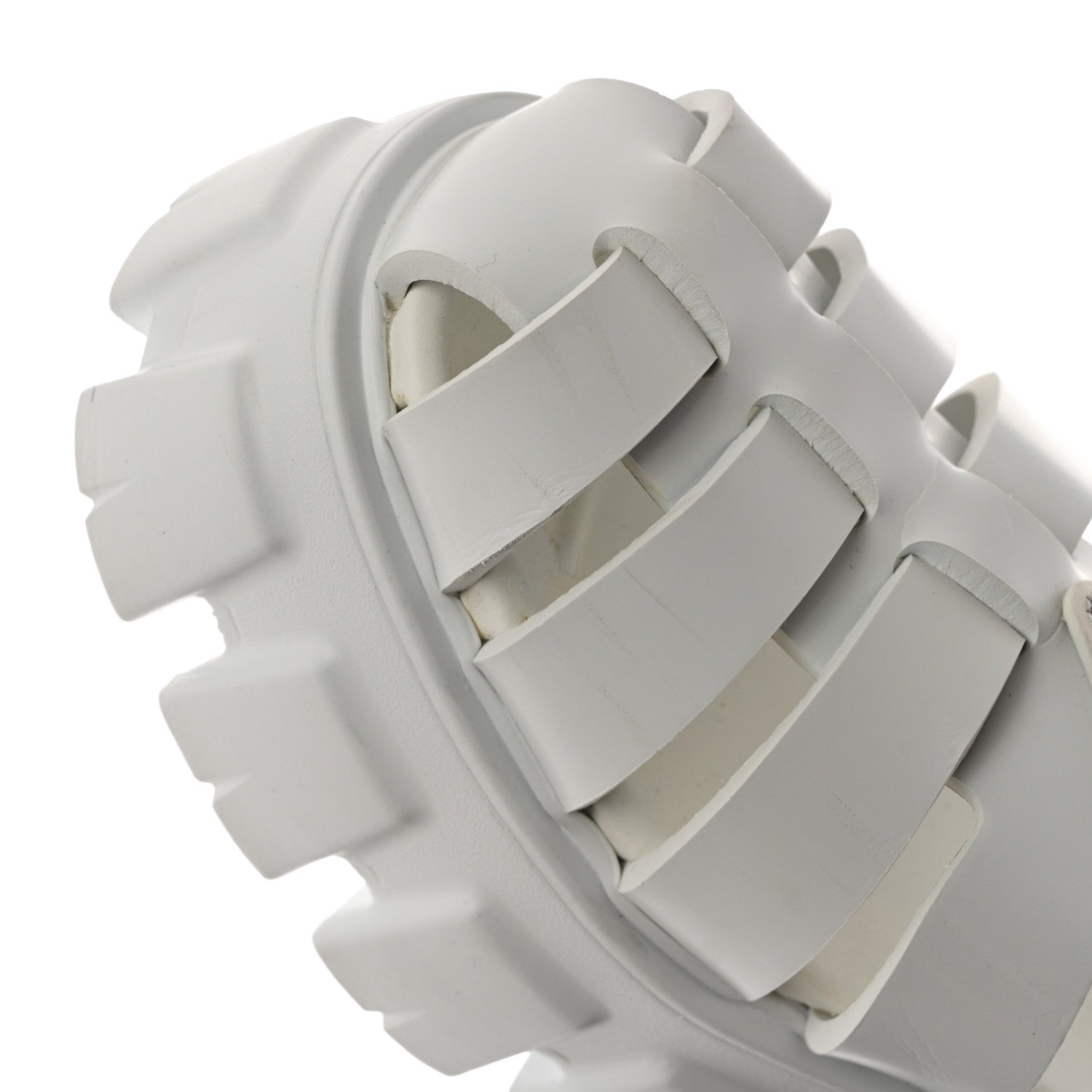 Prada Foam Rubber Metal Triangle Logo Monolith 55mm Cage Sandals 37 White 10 of 11