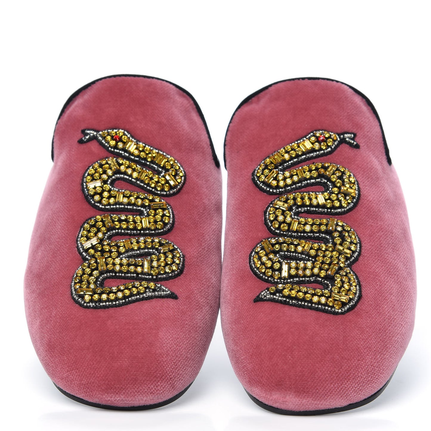 Velvet Embellished Evening Slippers 35.5 Pink