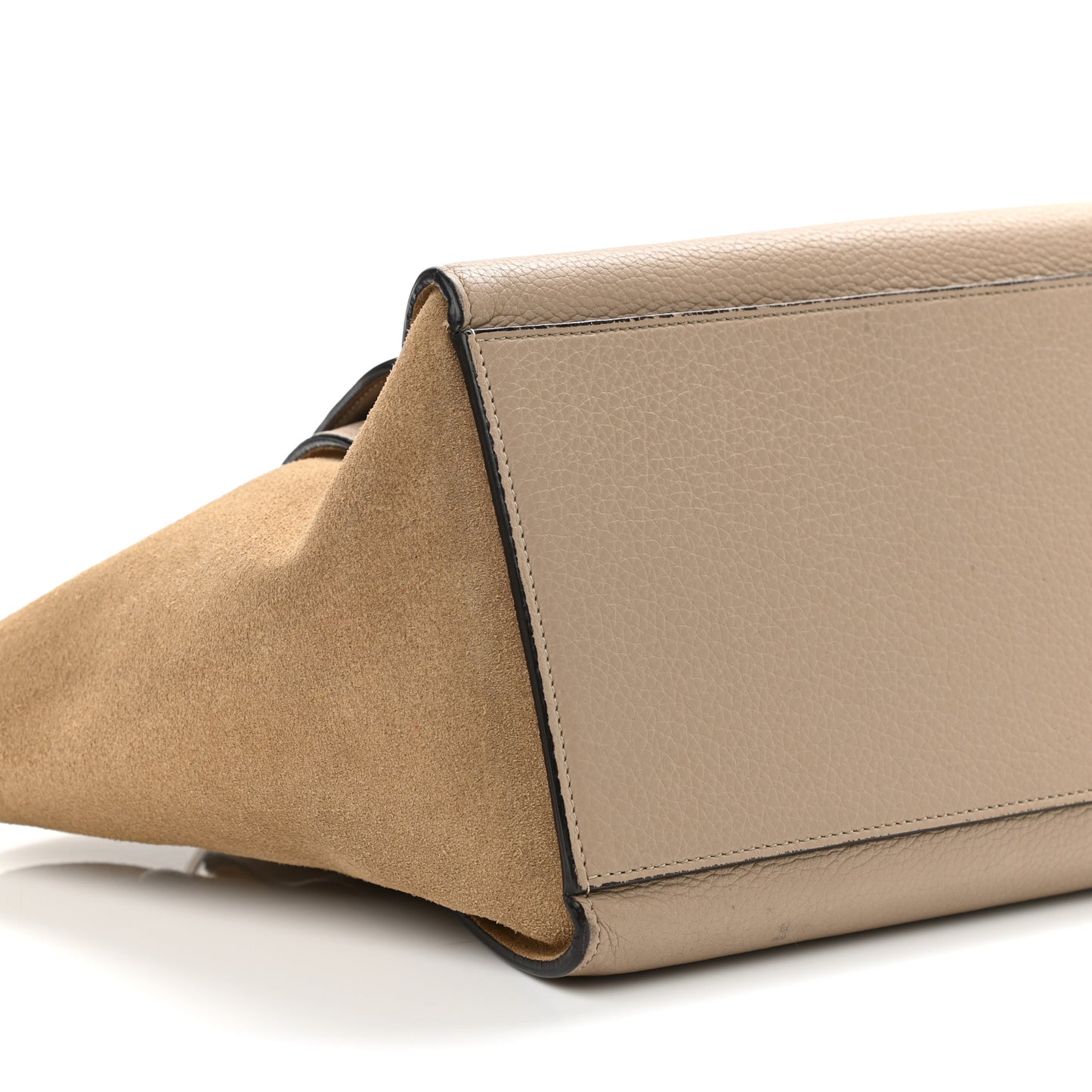 Drummed Calfskin Suede Small Trapeze Dune