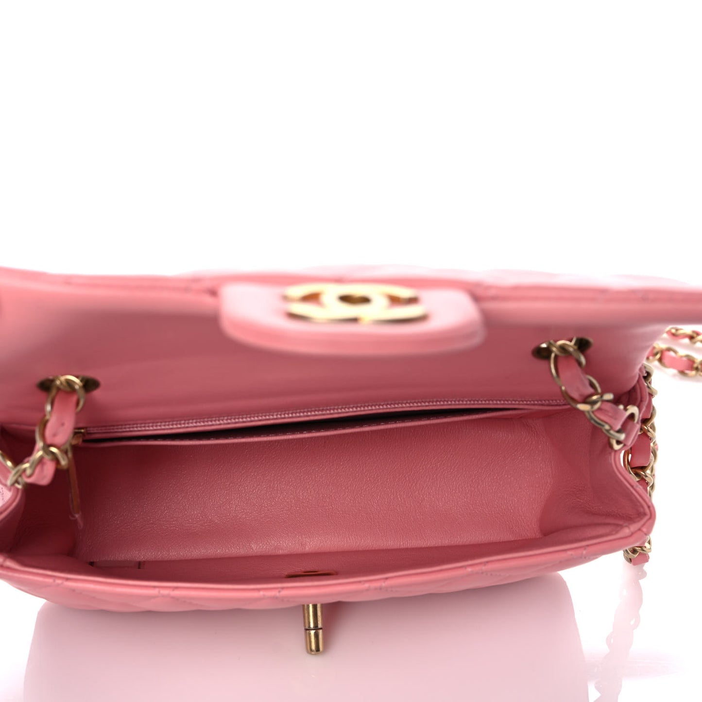 Lambskin Quilted Mini Rectangular Flap Pink