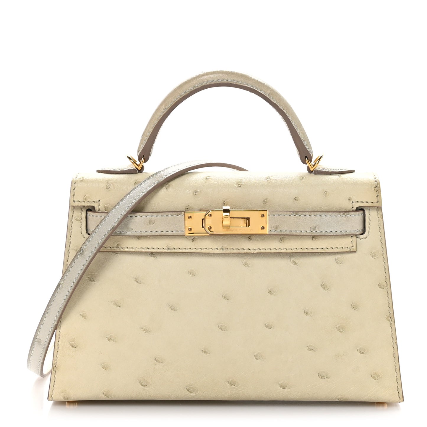 Ostrich Horseshoe Kelly Sellier Mini 20 Parchemin