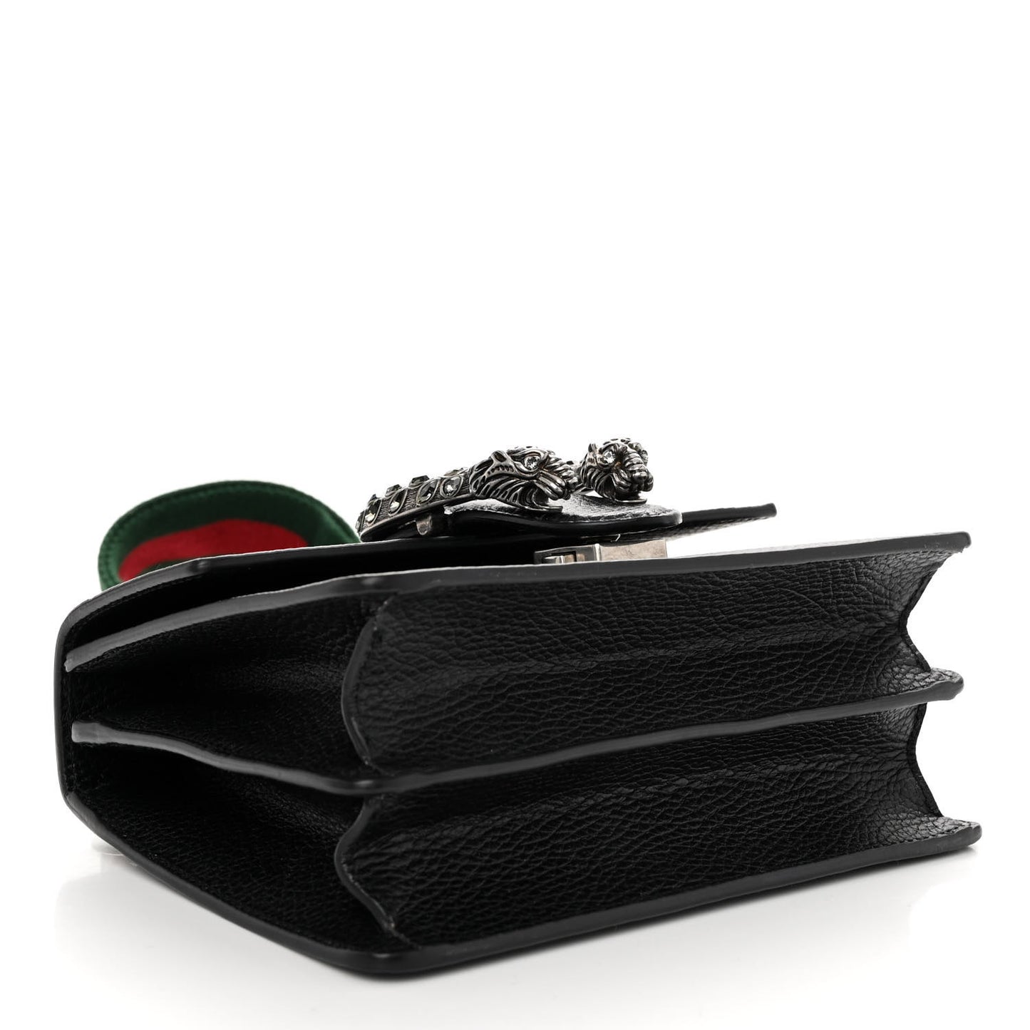 Dollar Calfskin Crystal Web Mini Dionysus Bamboo Top Handle Bag Black Black Diamond