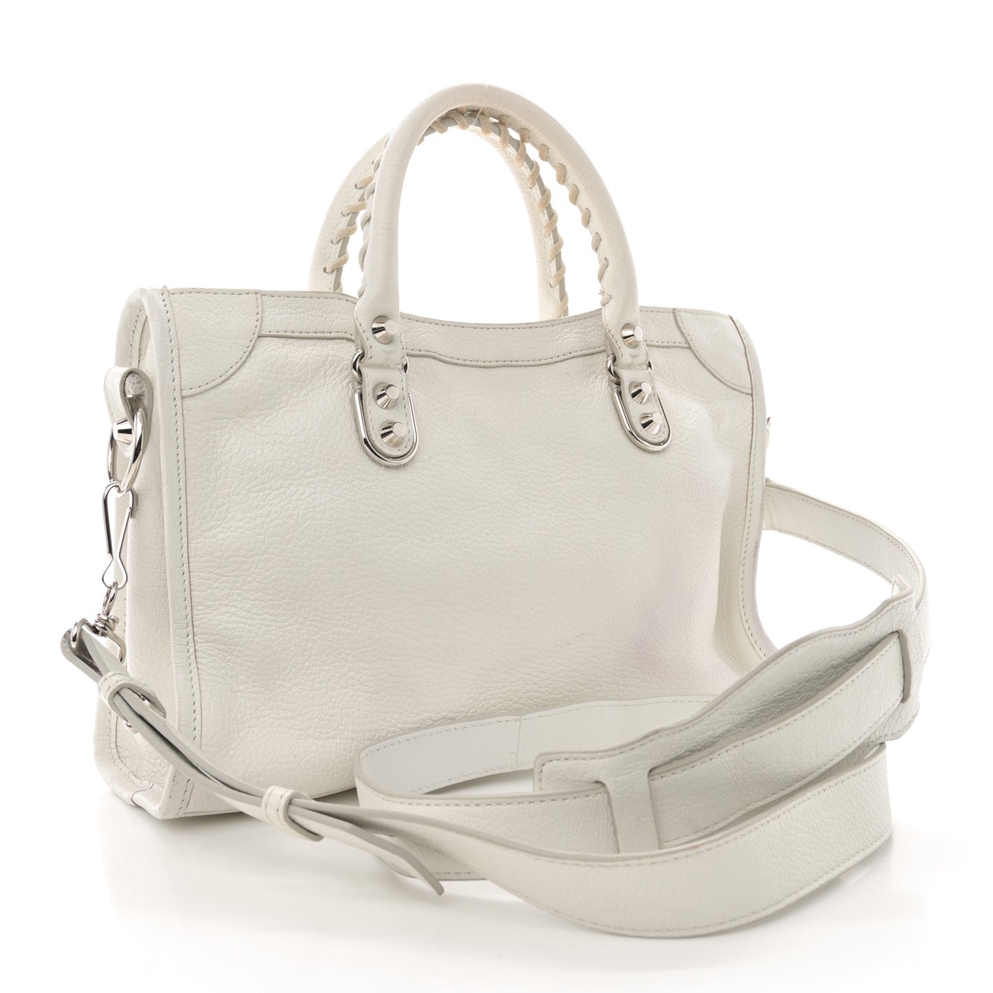 Chevre Silver Metallic Edge Hardware S City White