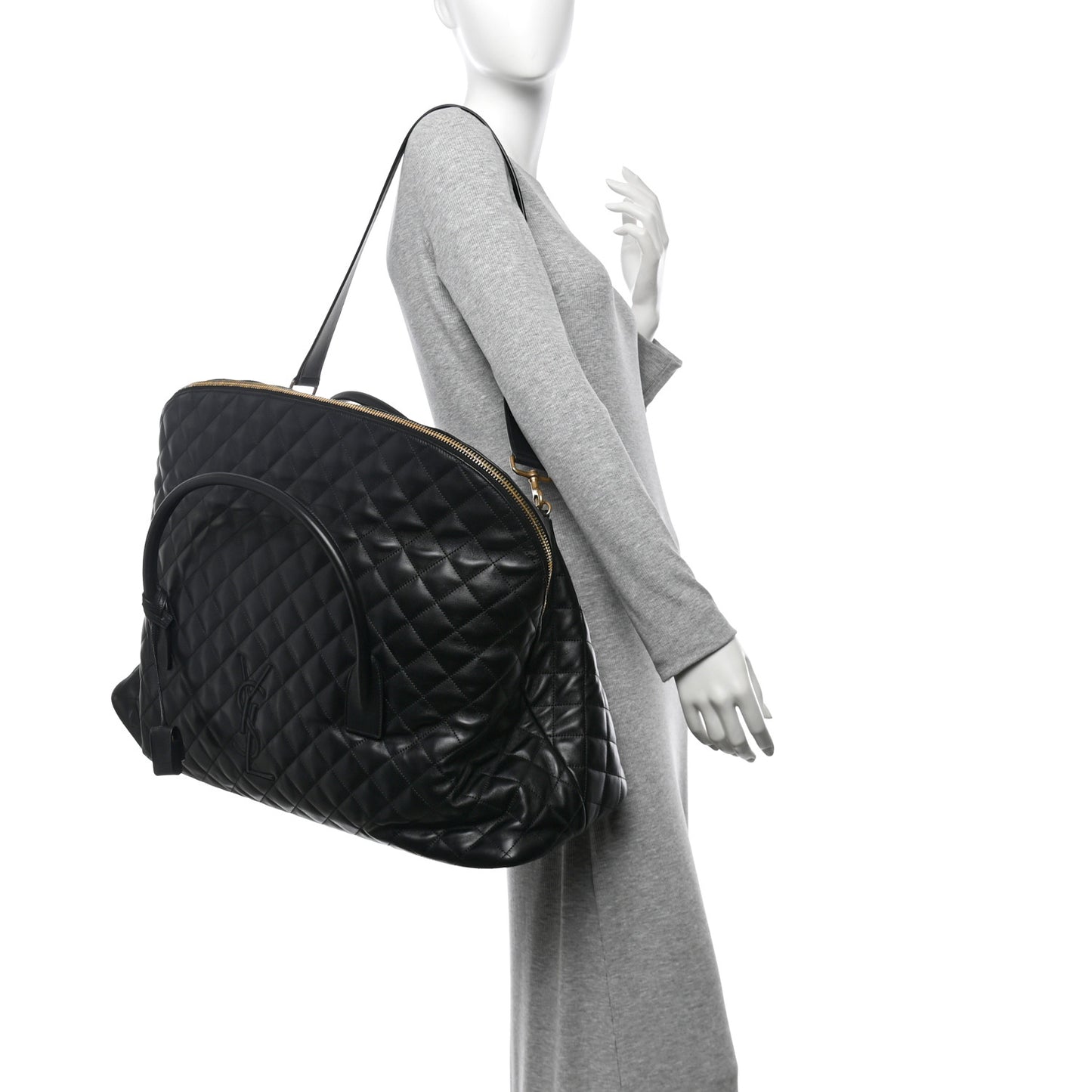 Calfskin Quilted ES Giant Travel Bag Black