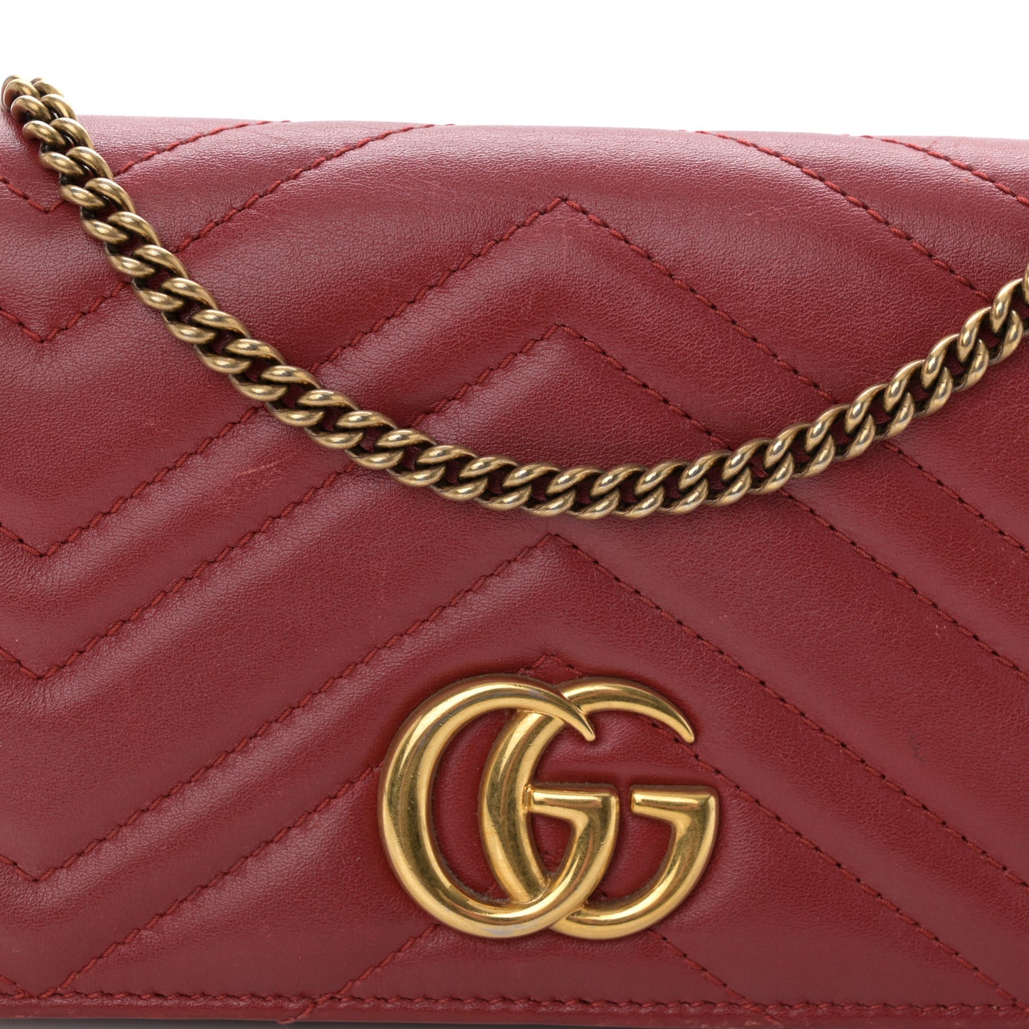 Calfskin Matelasse GG Marmont Mini Bag Hibiscus Red