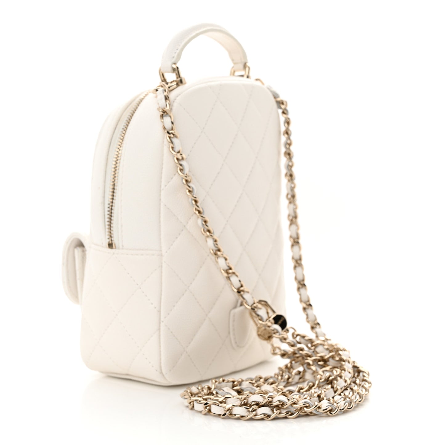Caviar Quilted CC Mini Classic Backpack White