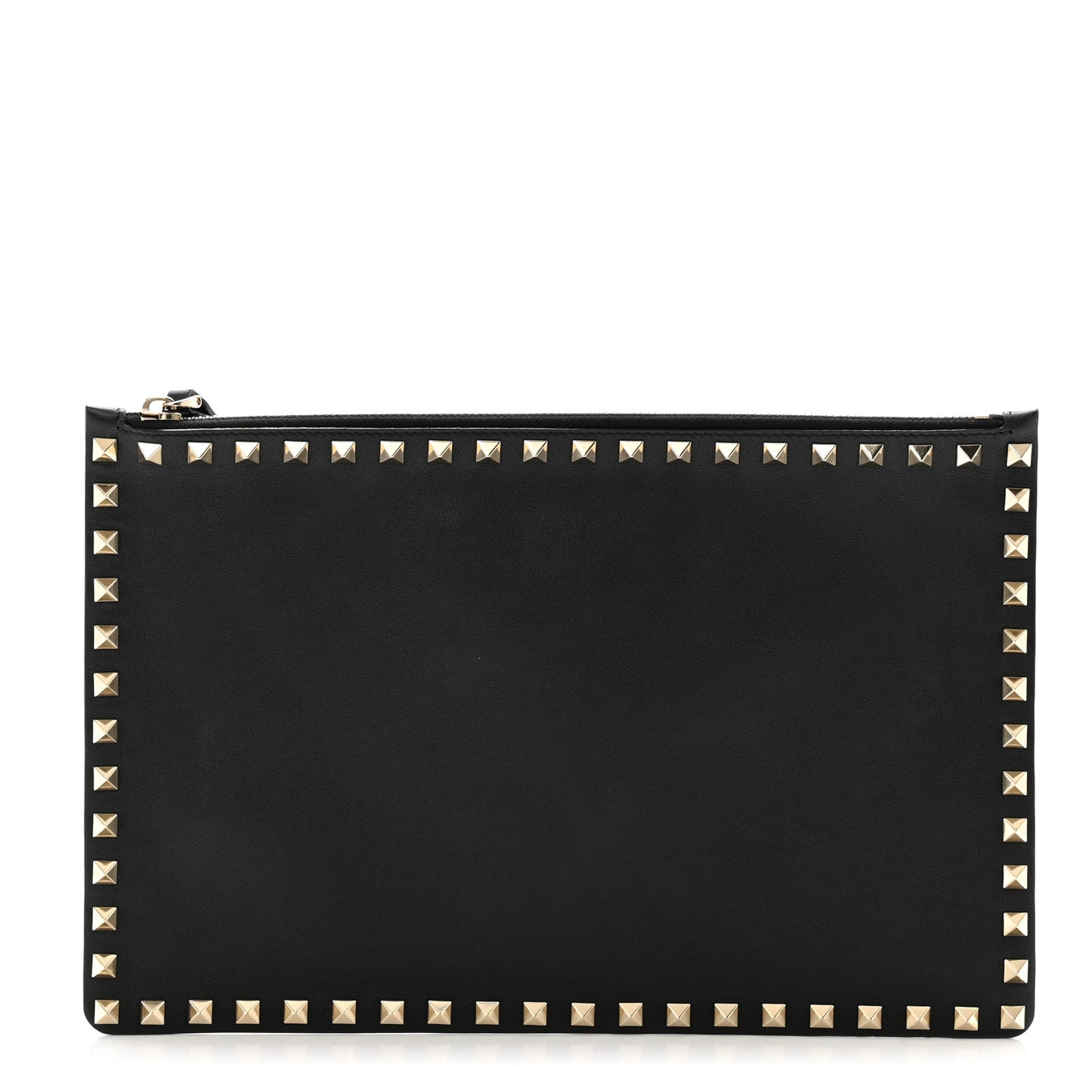 Vitello Large Rockstud Zip Pouch Black