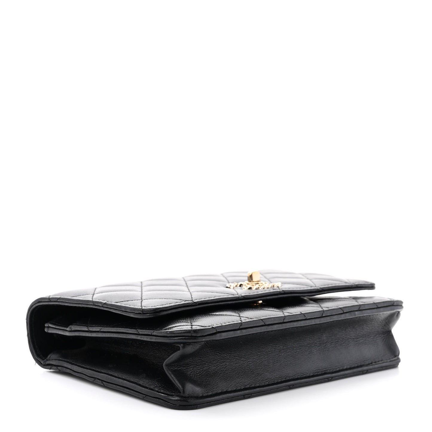 Lambskin Quilted Trendy CC Wallet On Chain WOC Black