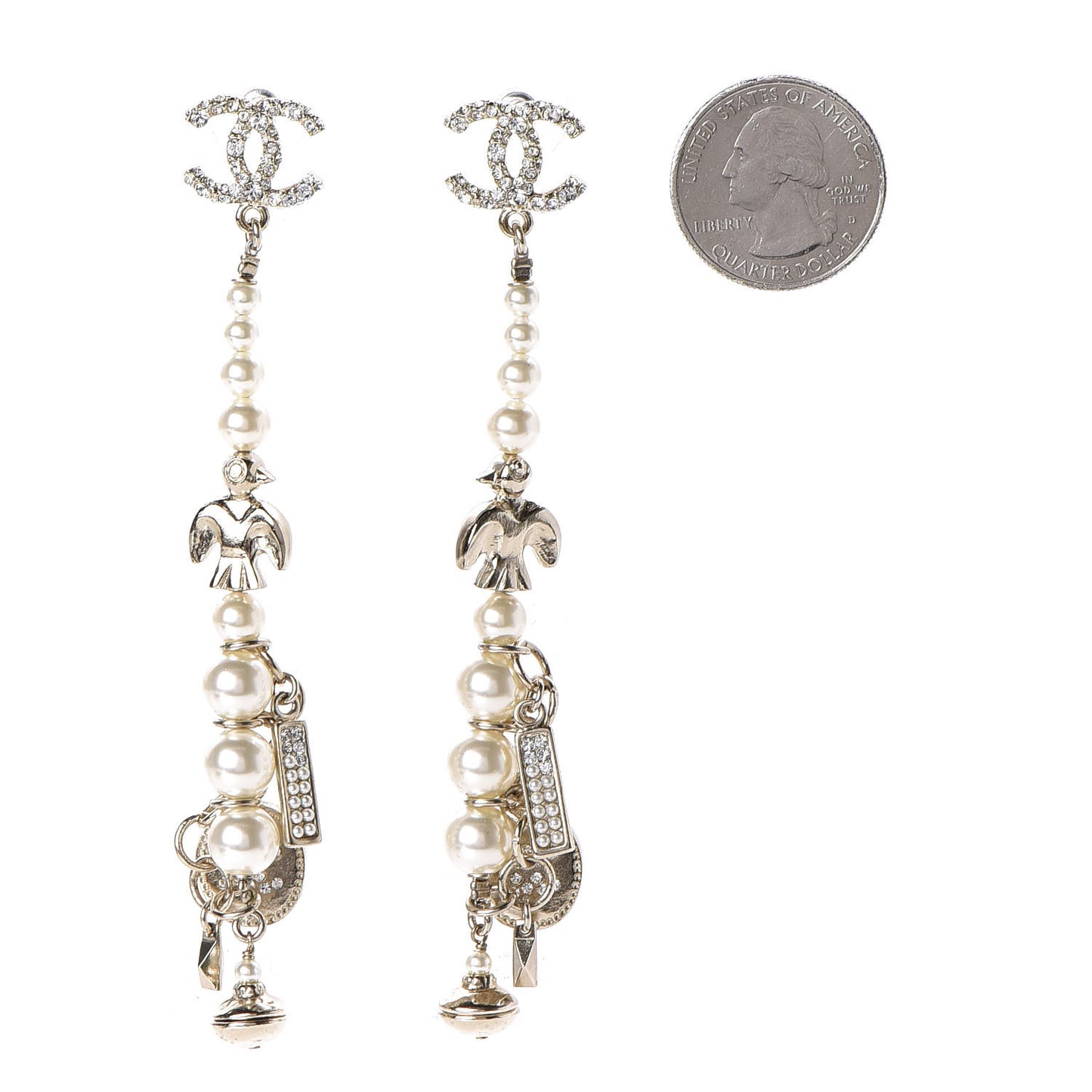 Pearl CC Drop Earrings Gold