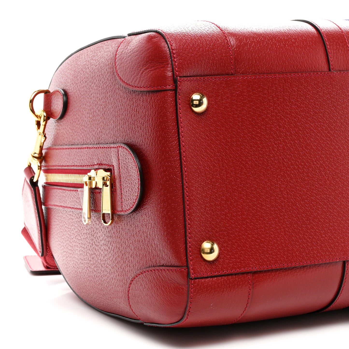 Textured Dollar Calfskin Web Medium Duffle Bag Red