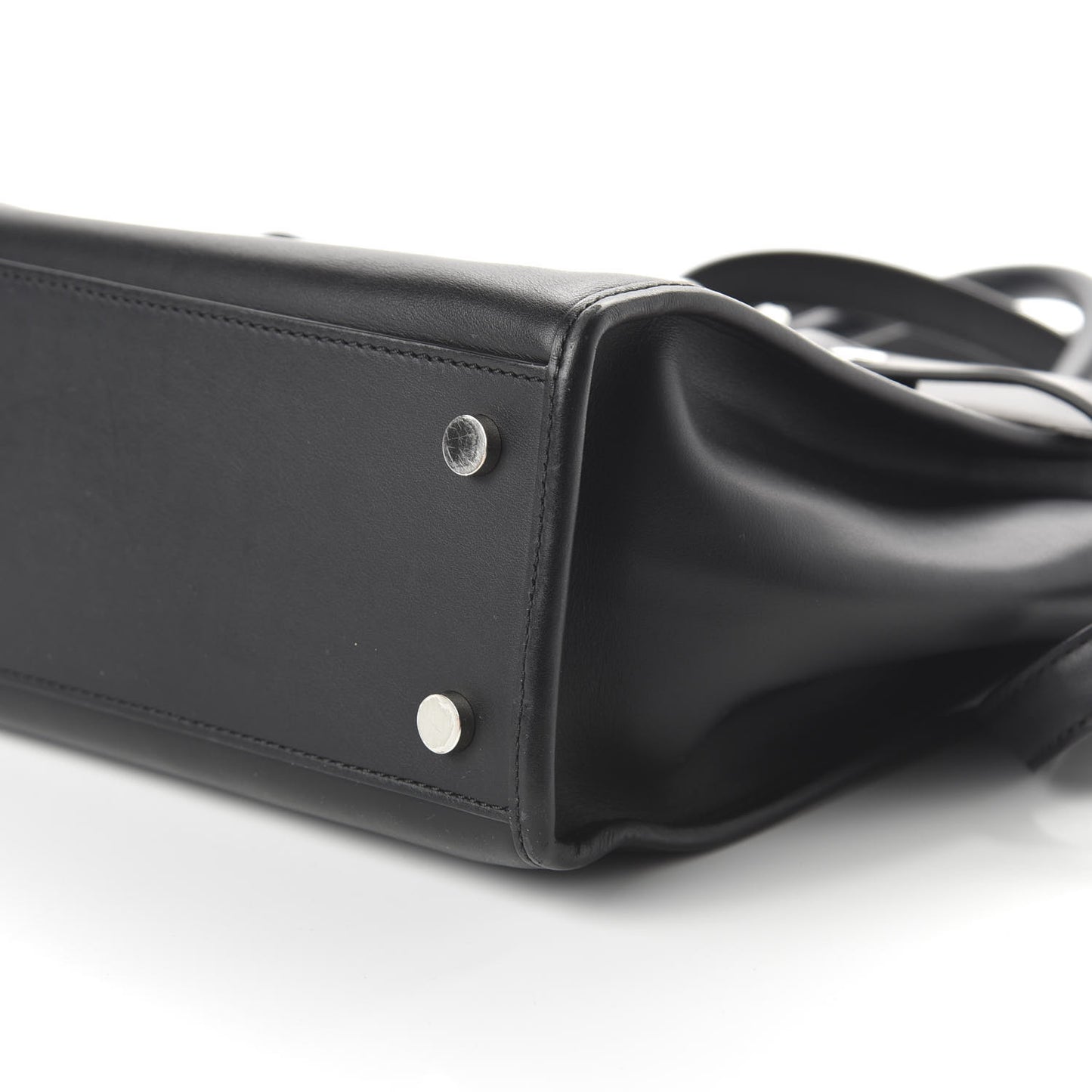 Smooth Calfskin Attica Chain Satchel Black