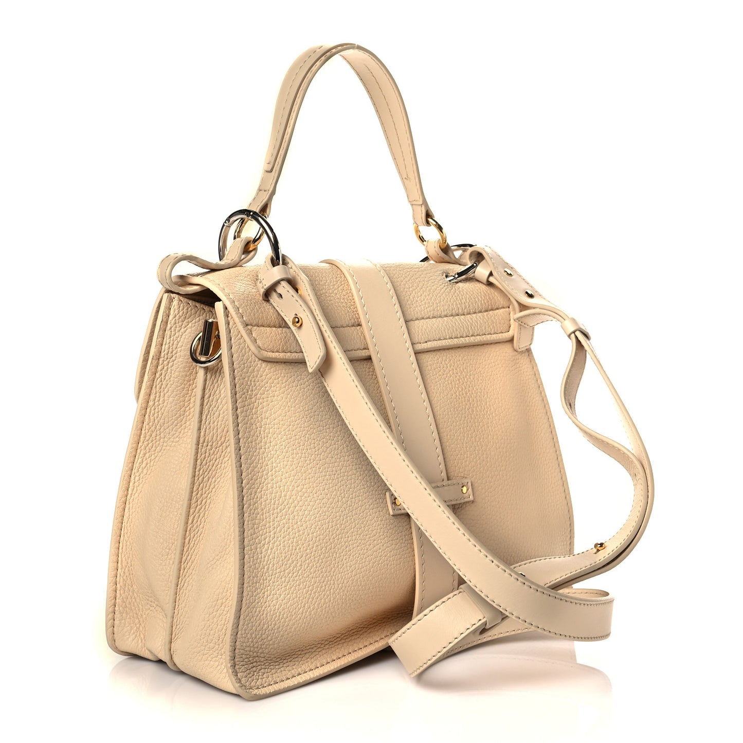 Shiny Grained Calfskin Medium Aby Day Shoulder Bag Blondie Beige