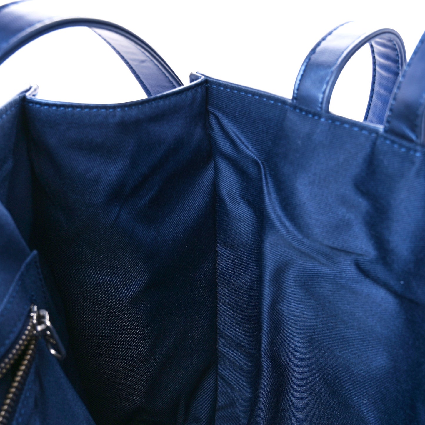 Metallic Vegan Leather Medium Shopping Bag Cobalt