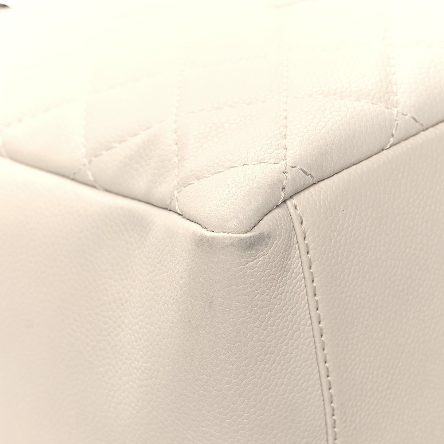 Caviar Quilted Grand Shopping Tote GST White