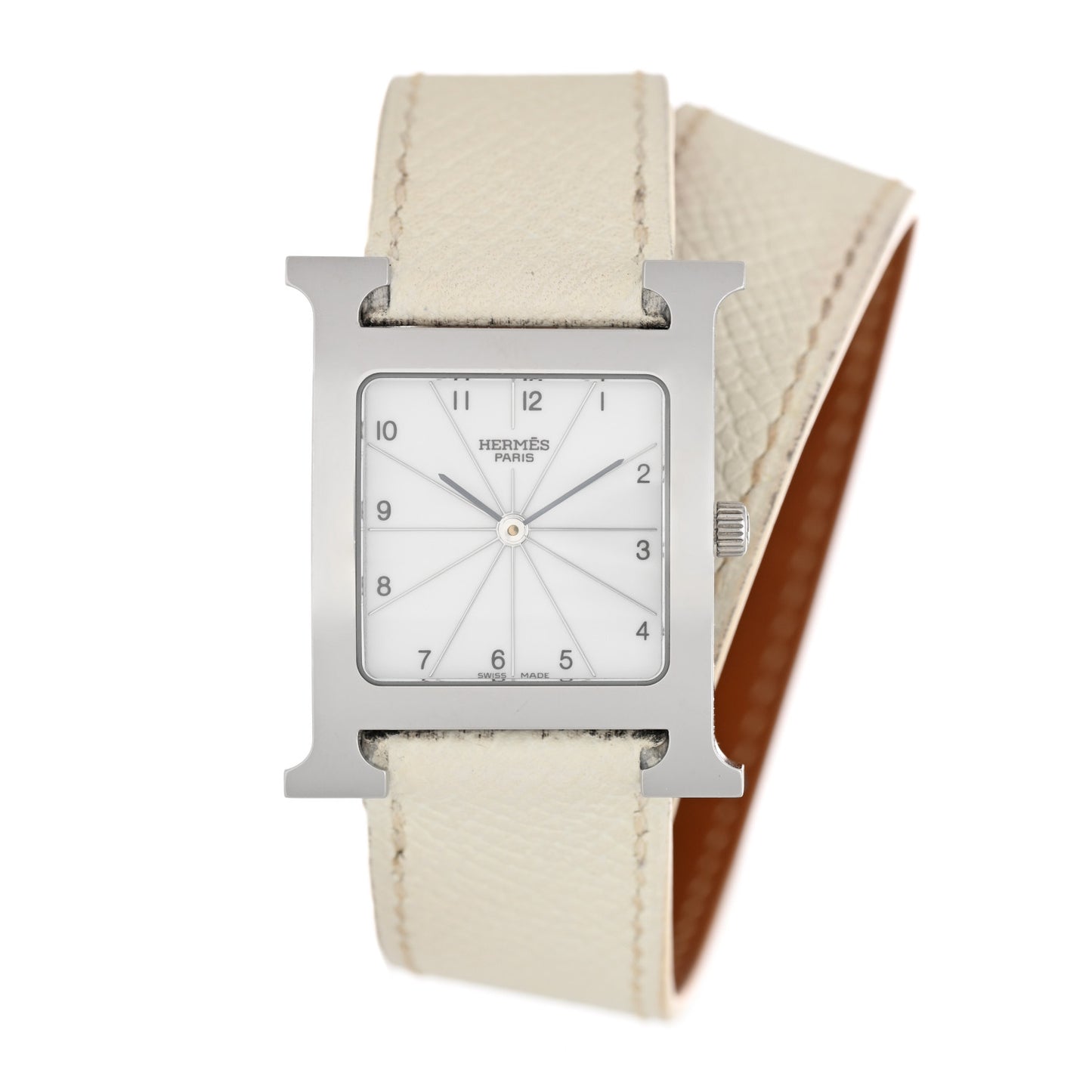 Stainless Steel Epsom 26mm Heure H Hour Double Tour Quartz Watch Blanc