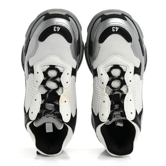 Metallic Fabric Mesh Mens Triple S Sneakers 10 Grey Dark Grey Black